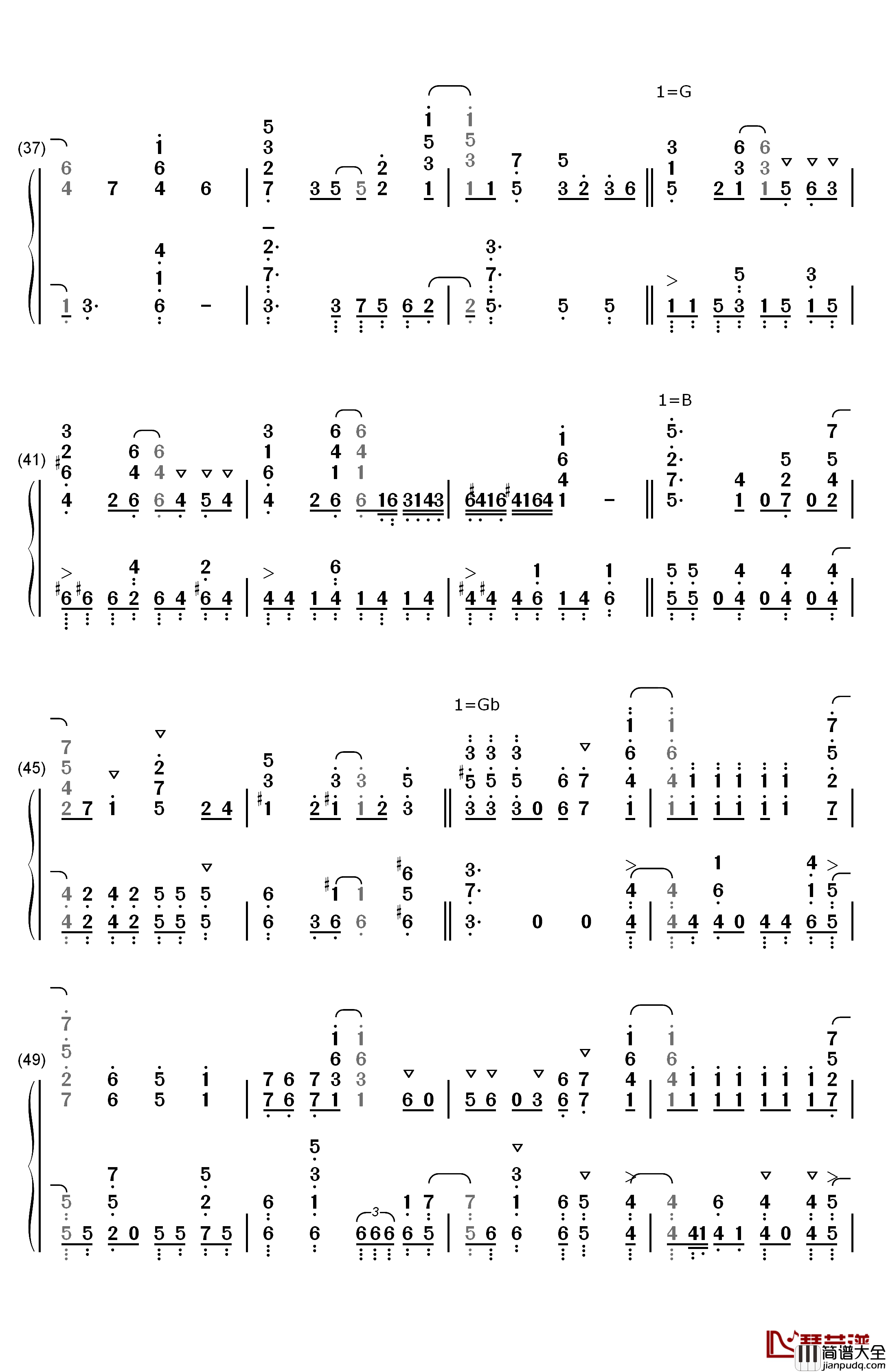 Nameless_Story钢琴简谱_数字双手_寺岛拓笃