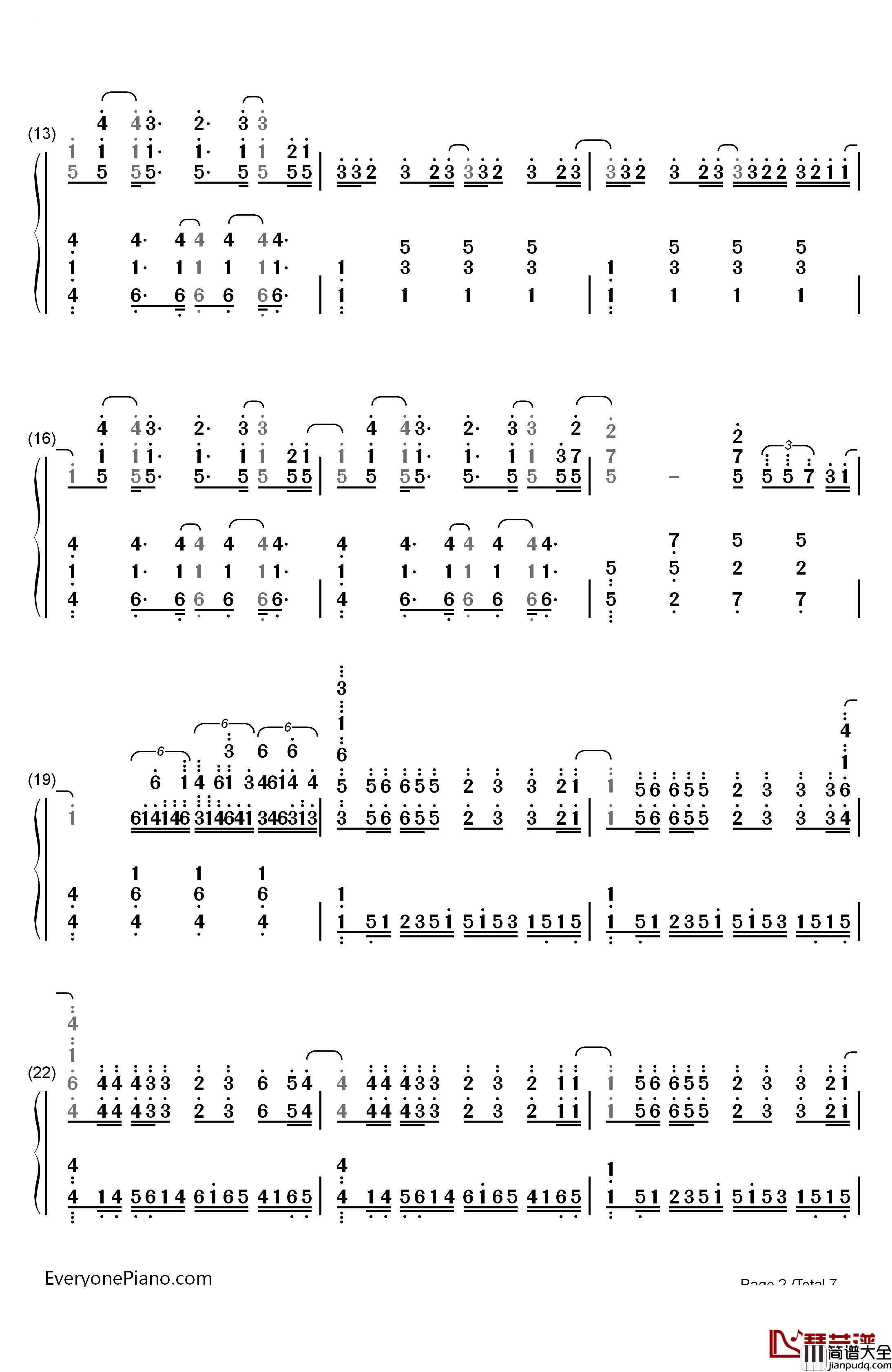 Steal_My_Girl钢琴简谱_数字双手_One_Direction