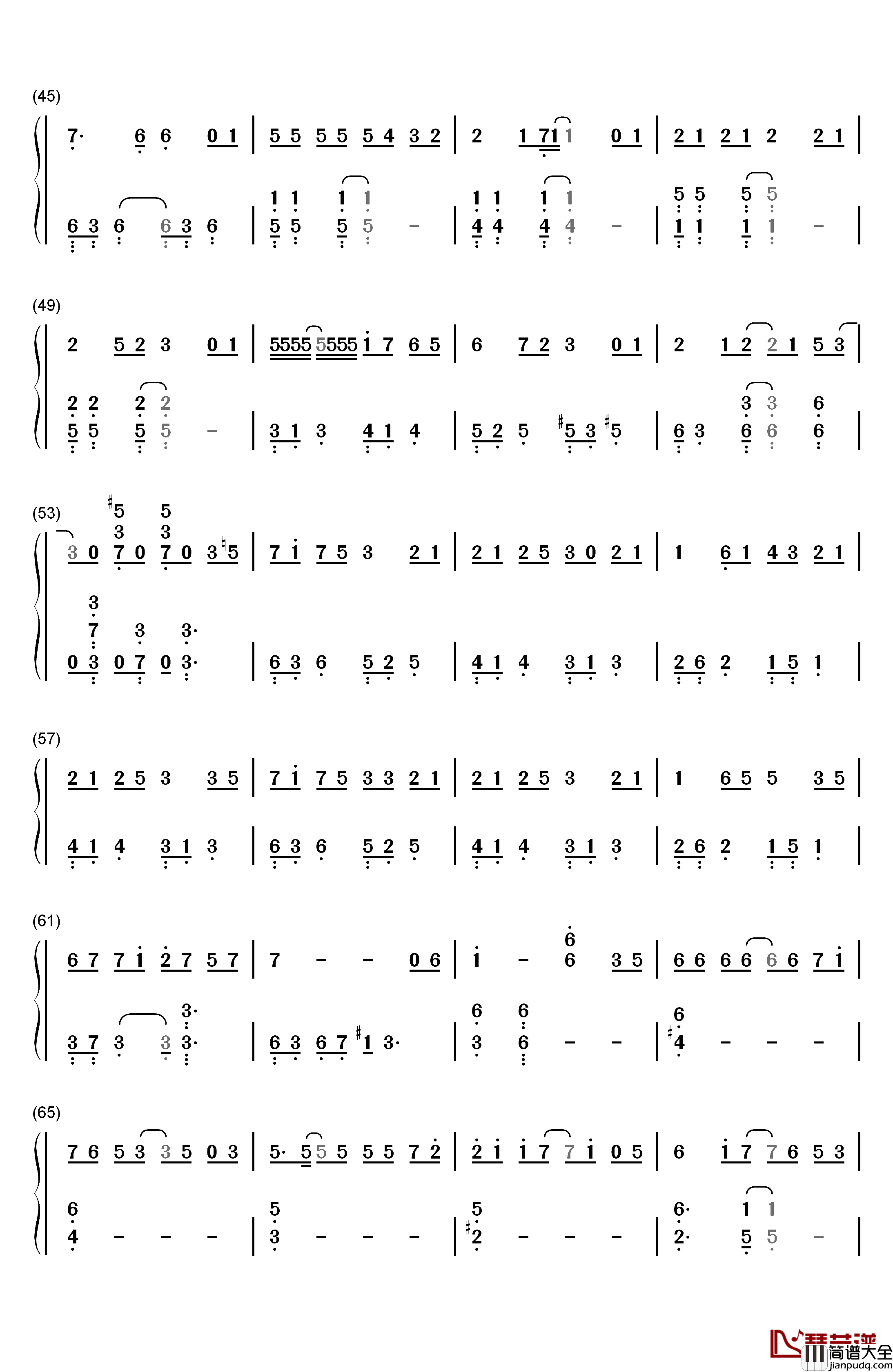 深海少女钢琴简谱_数字双手_东京塔子_RandF