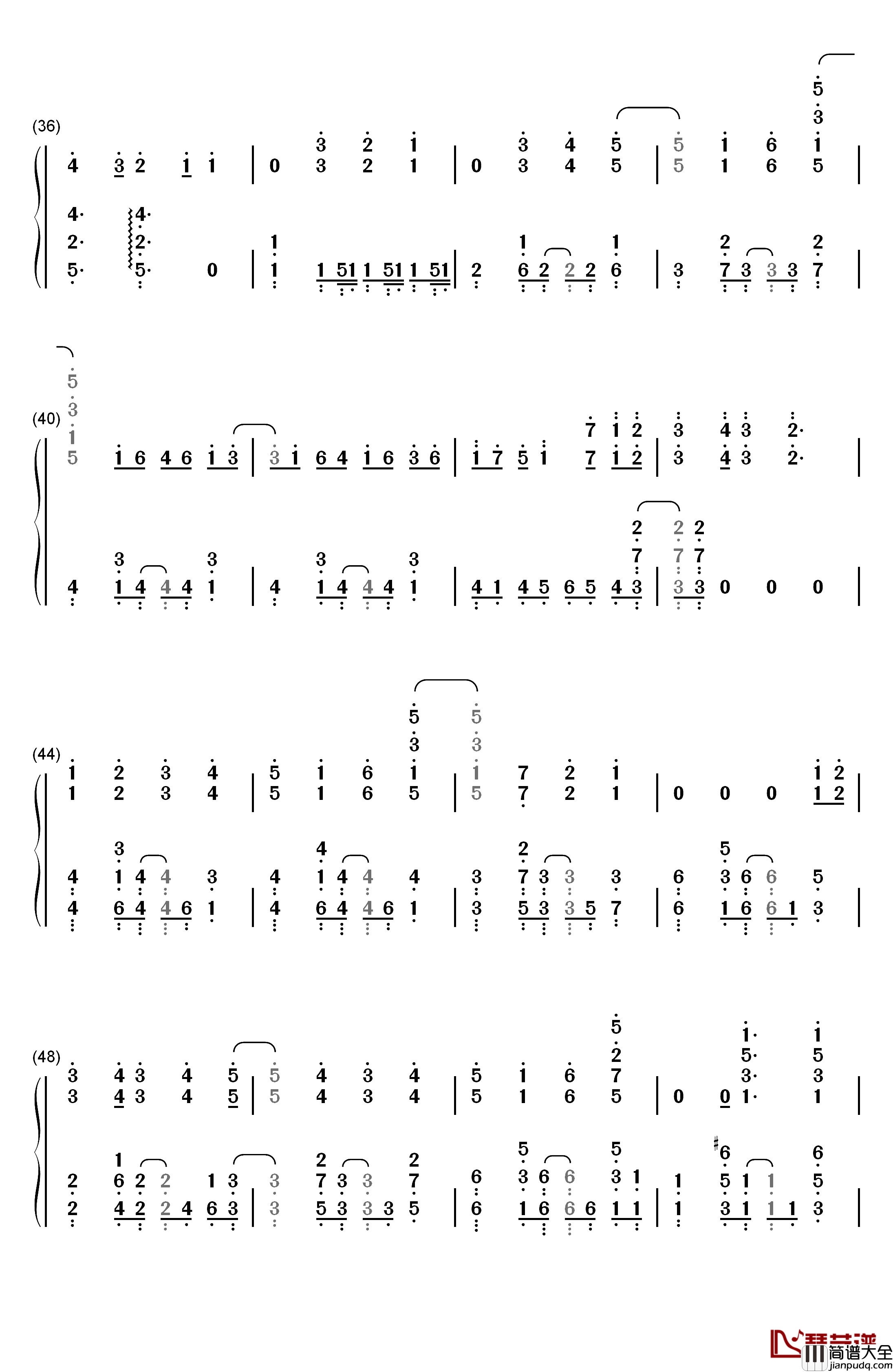 春拟き钢琴简谱_数字双手_やなぎなぎ
