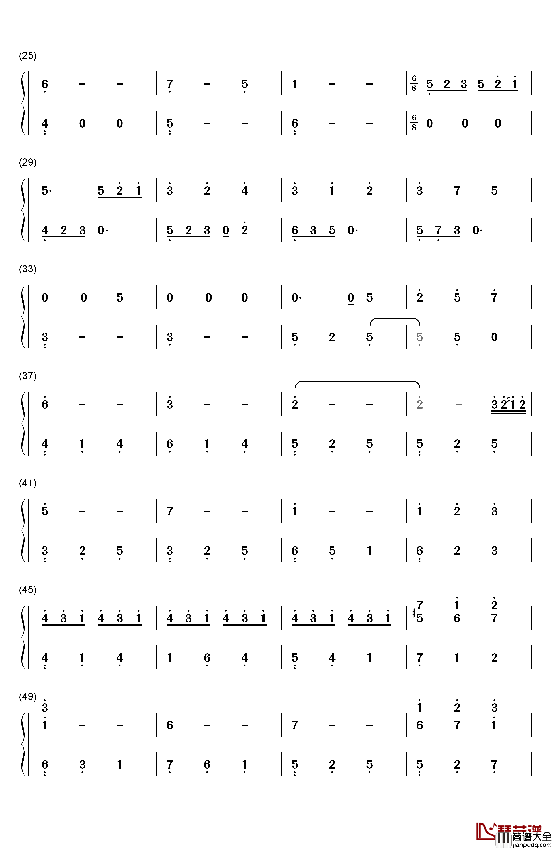 私の嘘钢琴简谱_数字双手_横山克