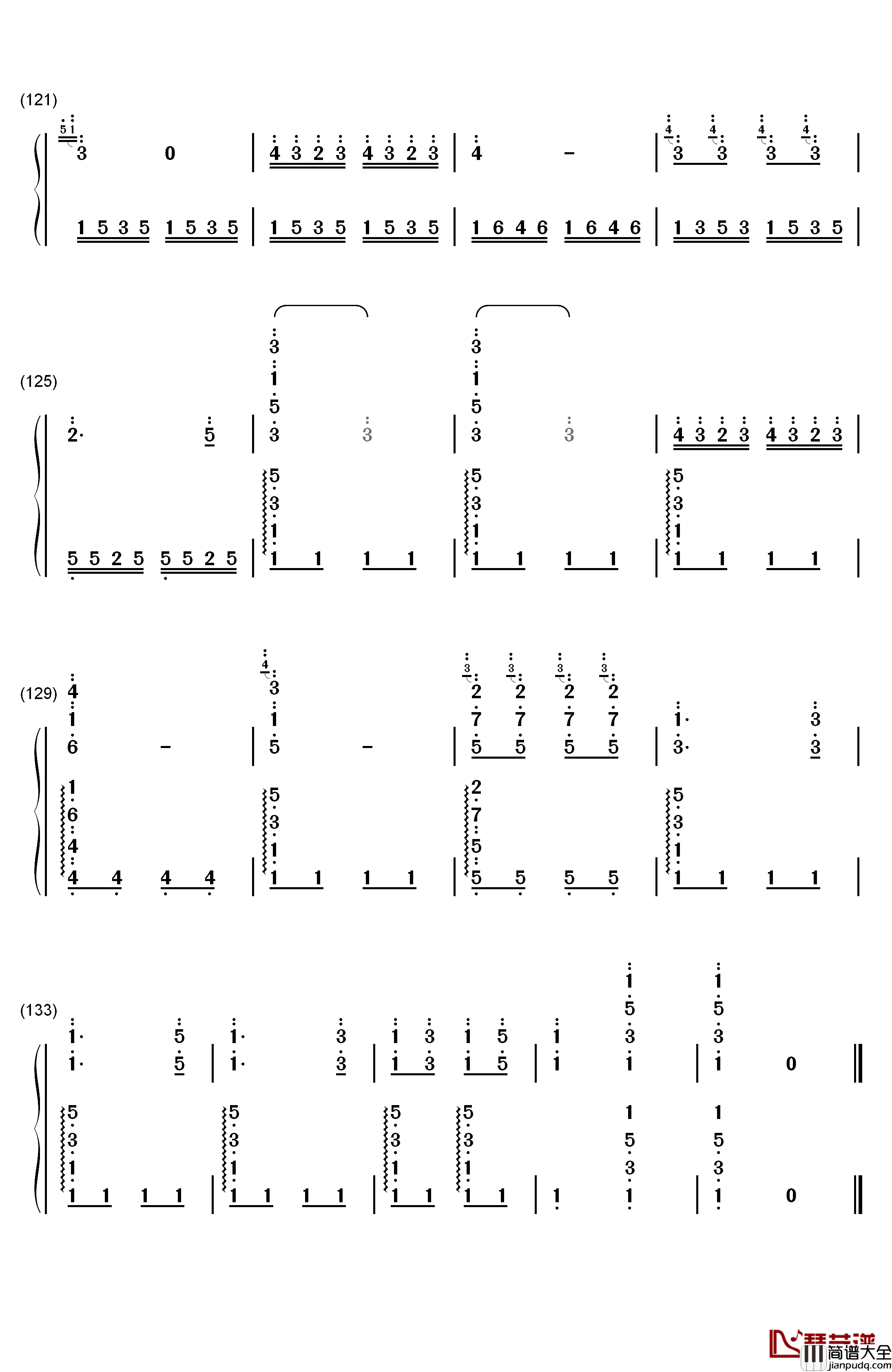 土耳其进行曲钢琴简谱_数字双手_莫扎特__Mozart