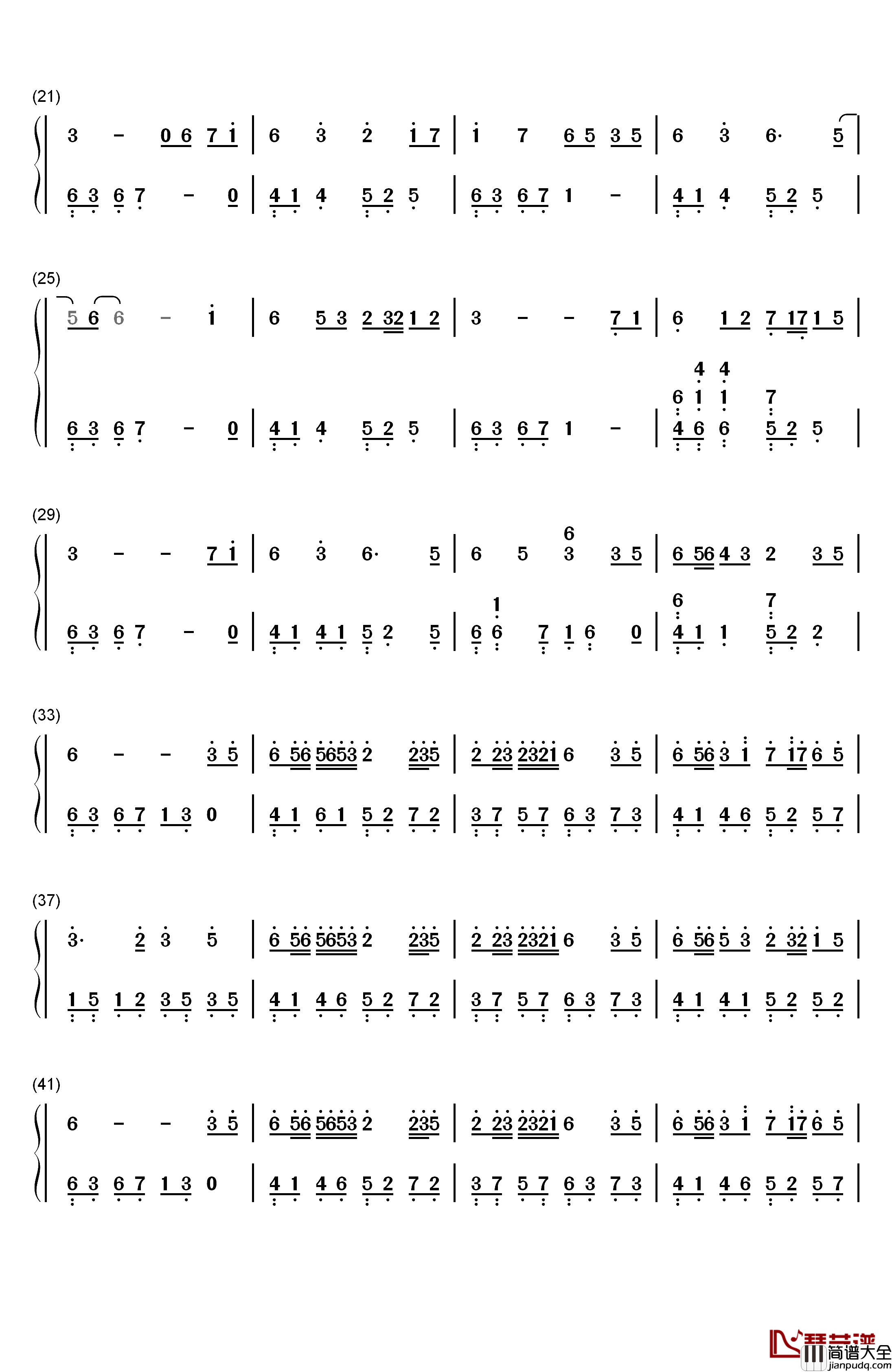 Windy_Hill钢琴简谱_数字双手_羽肿