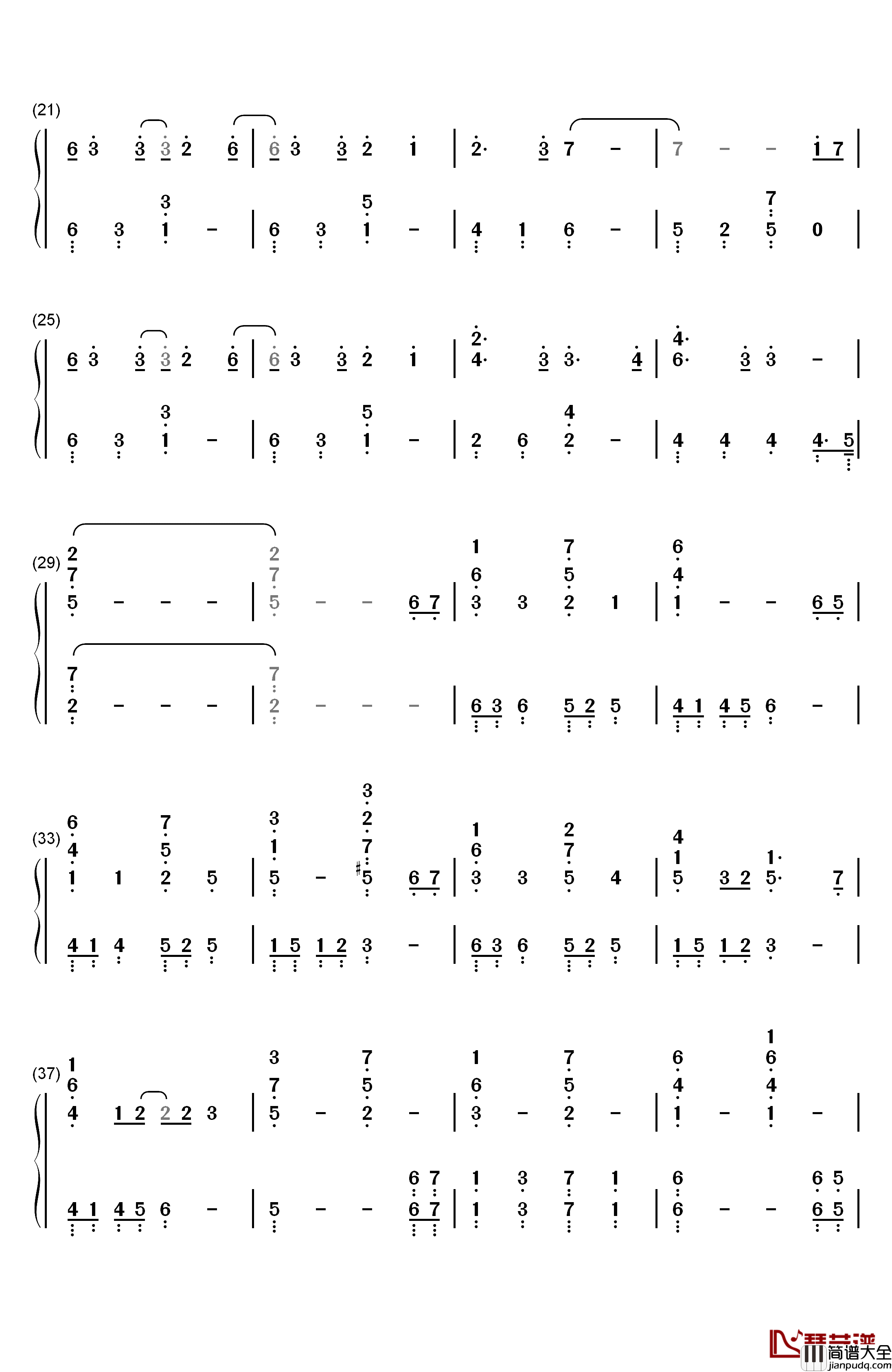 你与我相似钢琴简谱_数字双手_See_Saw