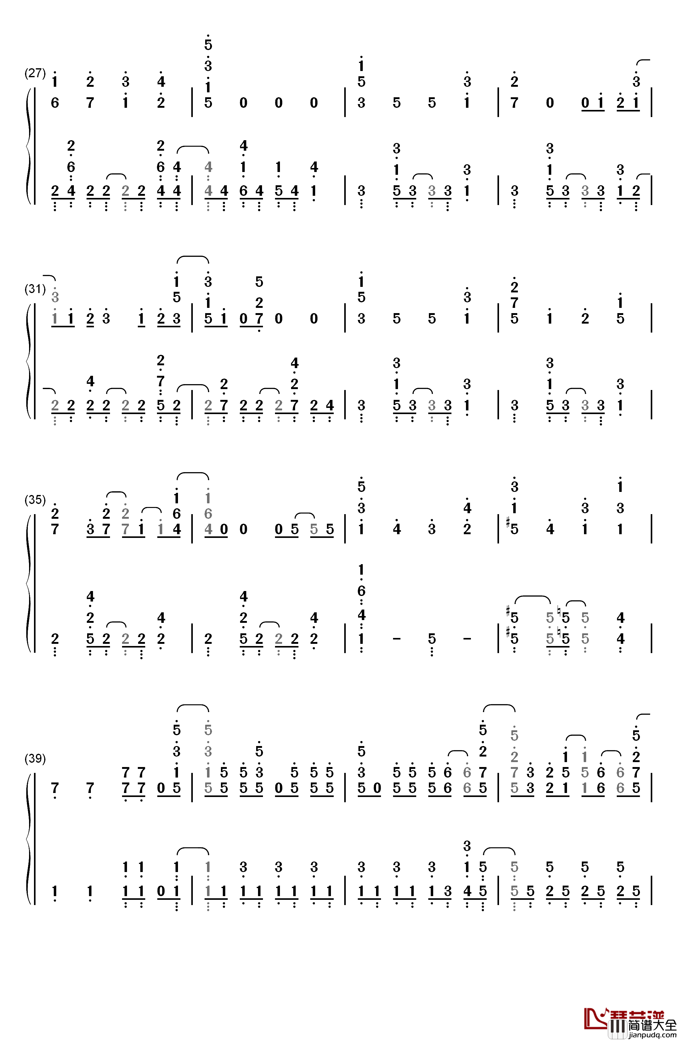 君のせい钢琴简谱_数字双手_The_Peggies