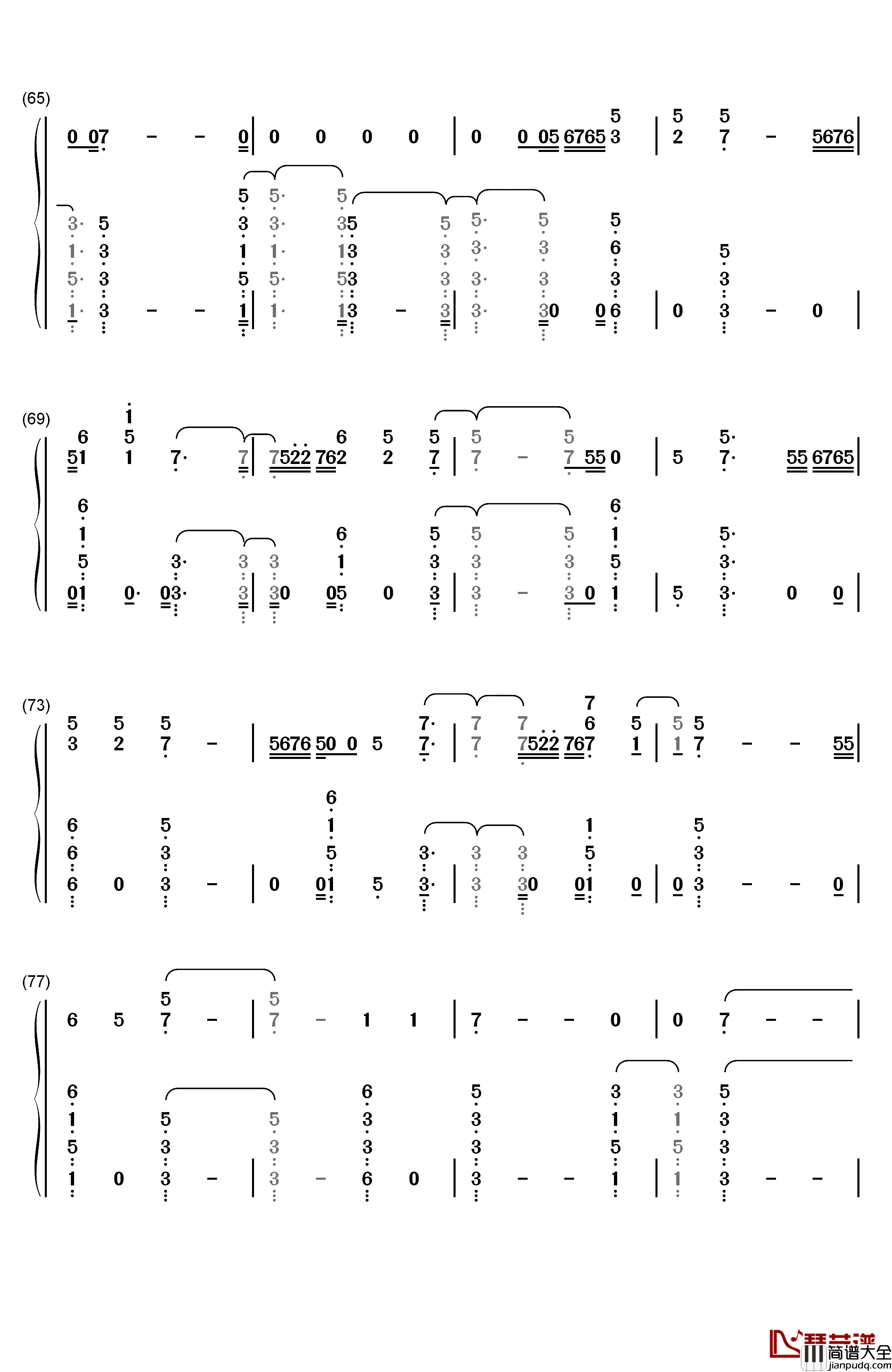 Let_You_Down钢琴简谱_数字双手_NF