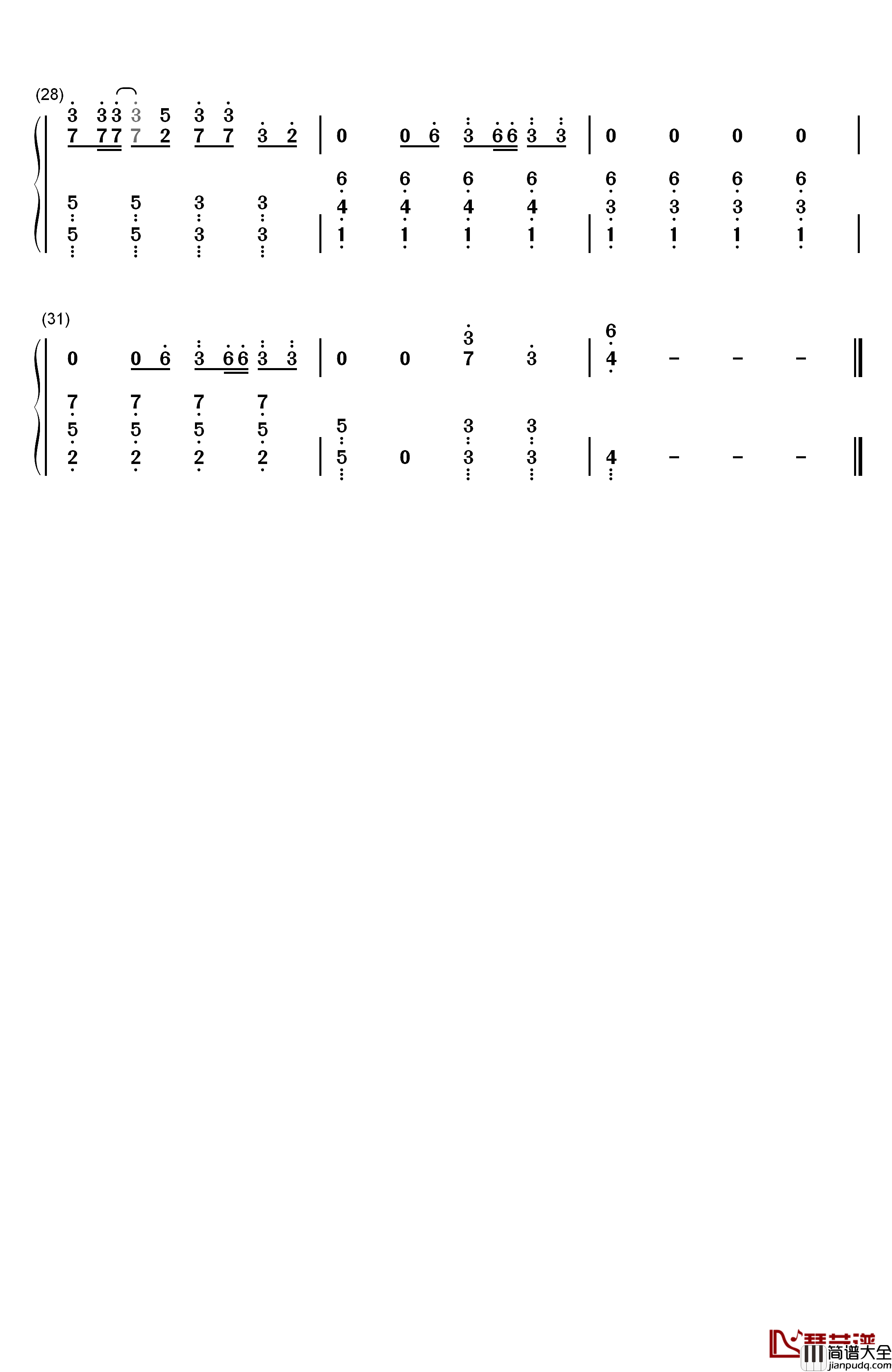 Diamonds简单版钢琴简谱_数字双手_Rihanna