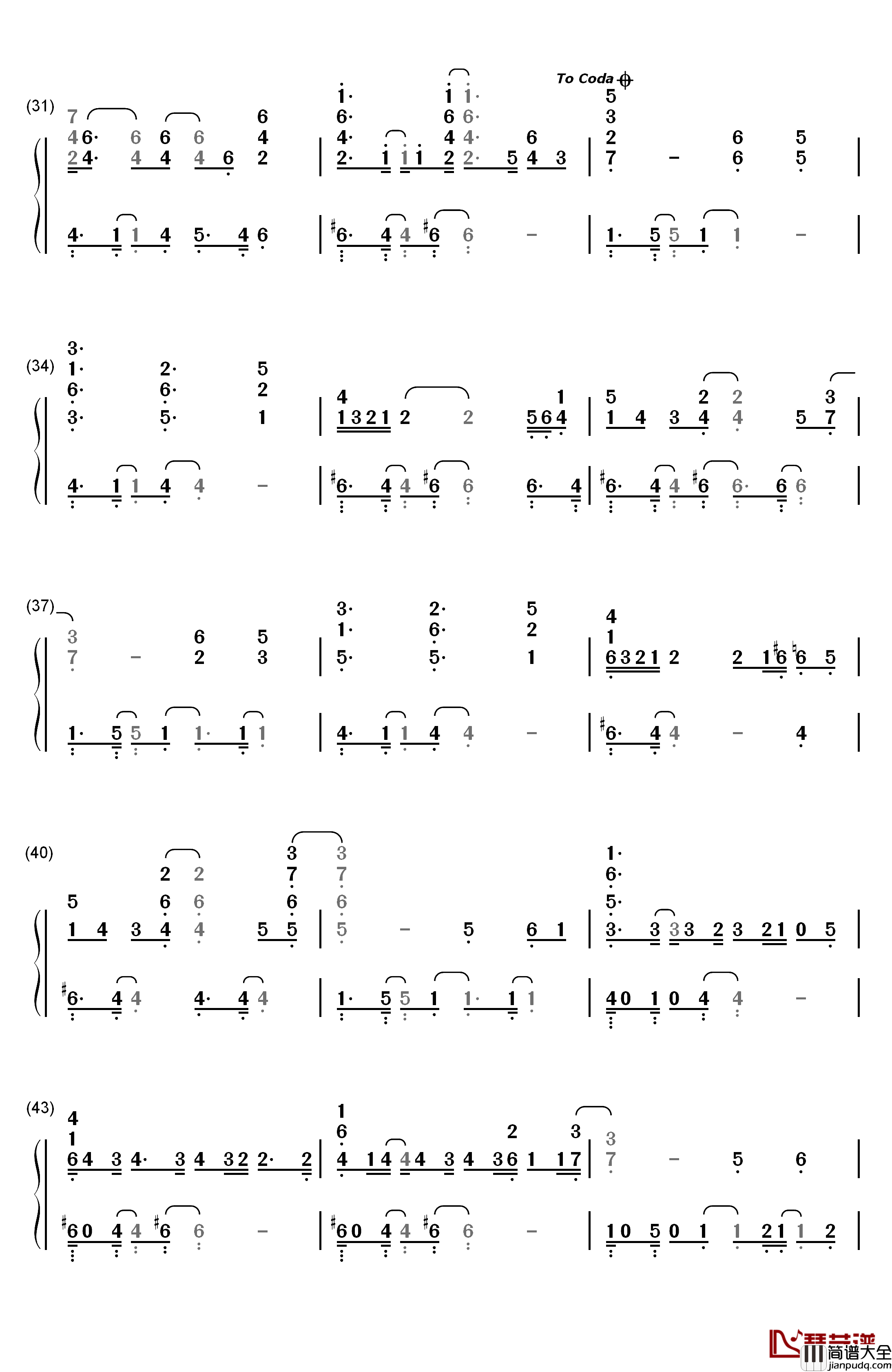 Ordinary_People钢琴简谱_数字双手_John_Legend