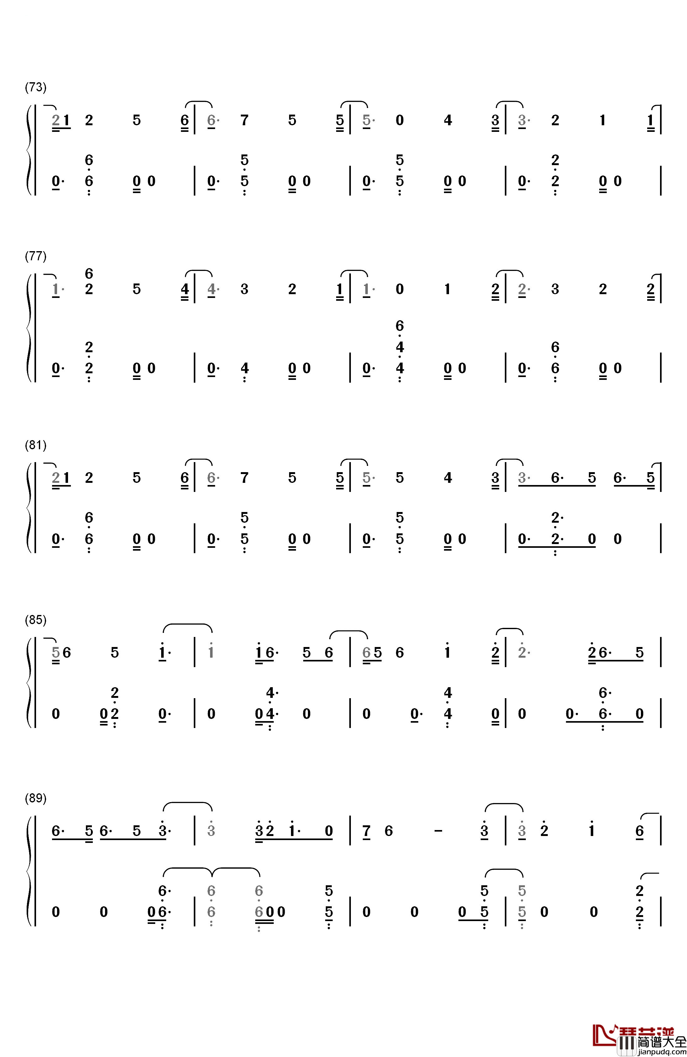 One_Woman_Man钢琴简谱_数字双手_John_Legend