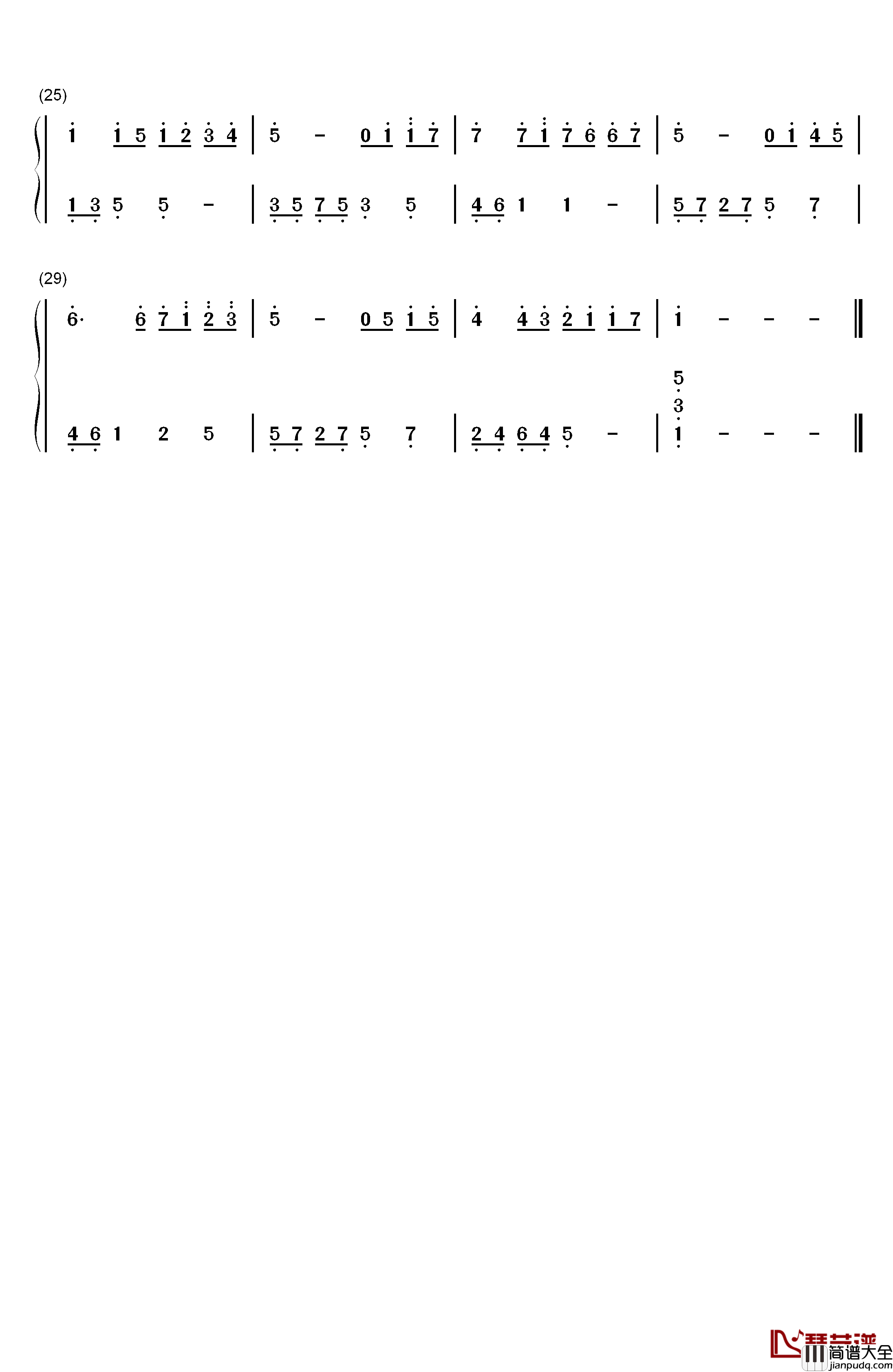 蜗牛钢琴简谱_数字双手_周杰伦