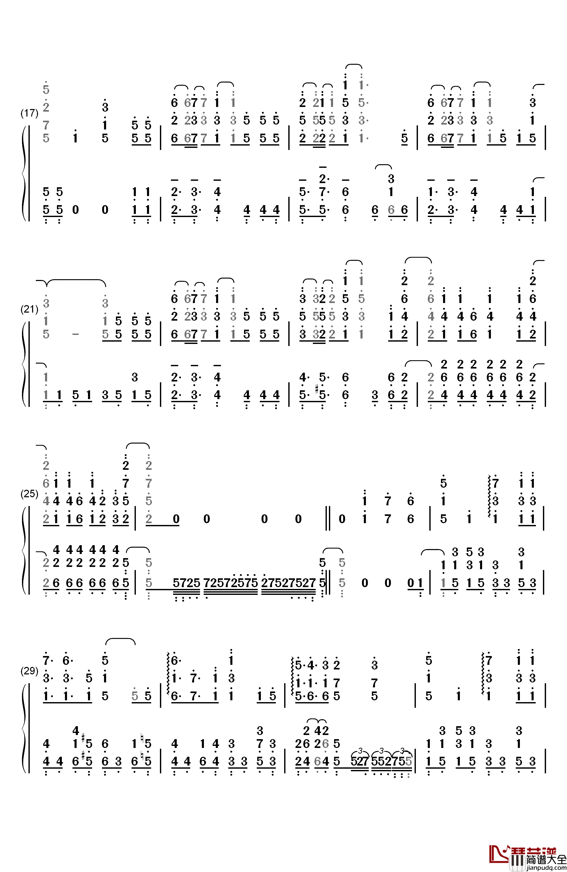 CLICK钢琴简谱_数字双手_Claris