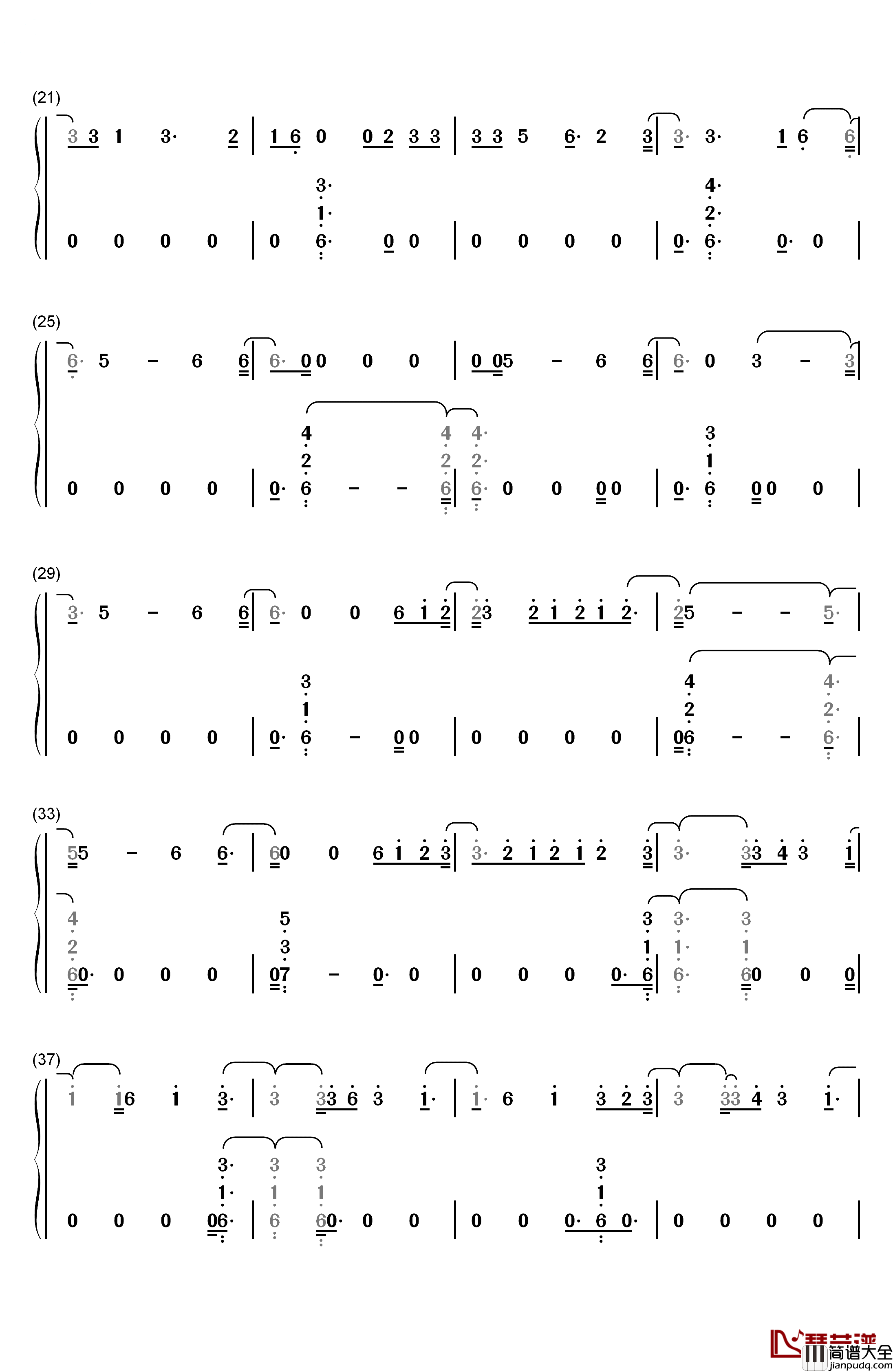 Wild_Thoughts钢琴简谱_数字双手_DJ_Khaled__Rihanna__Bryson_Tiller