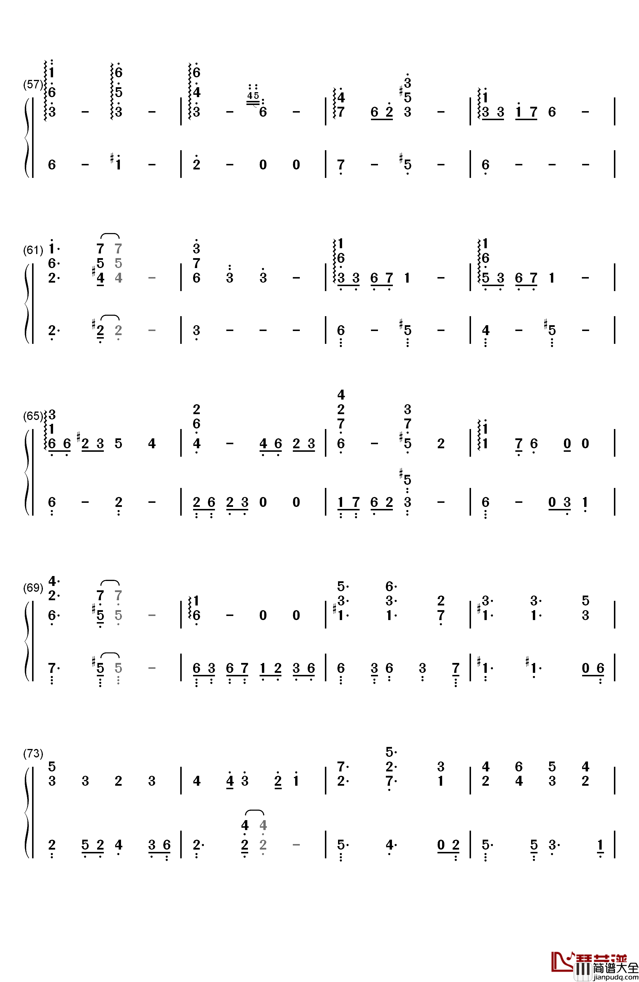 春の風钢琴简谱_数字双手_手嶌葵