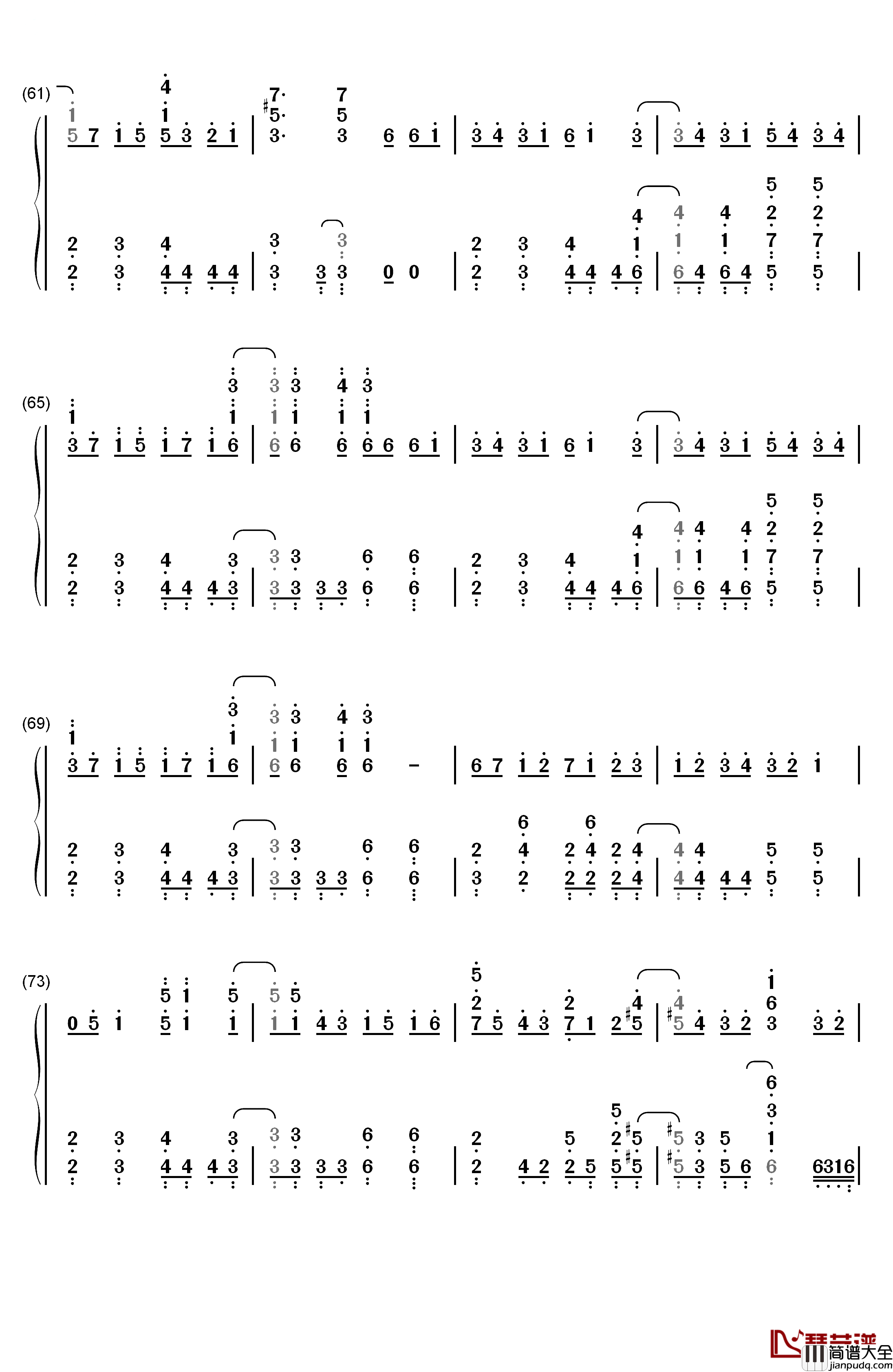 Daydream_Cafe钢琴简谱_数字双手_Petit_Rabbit's