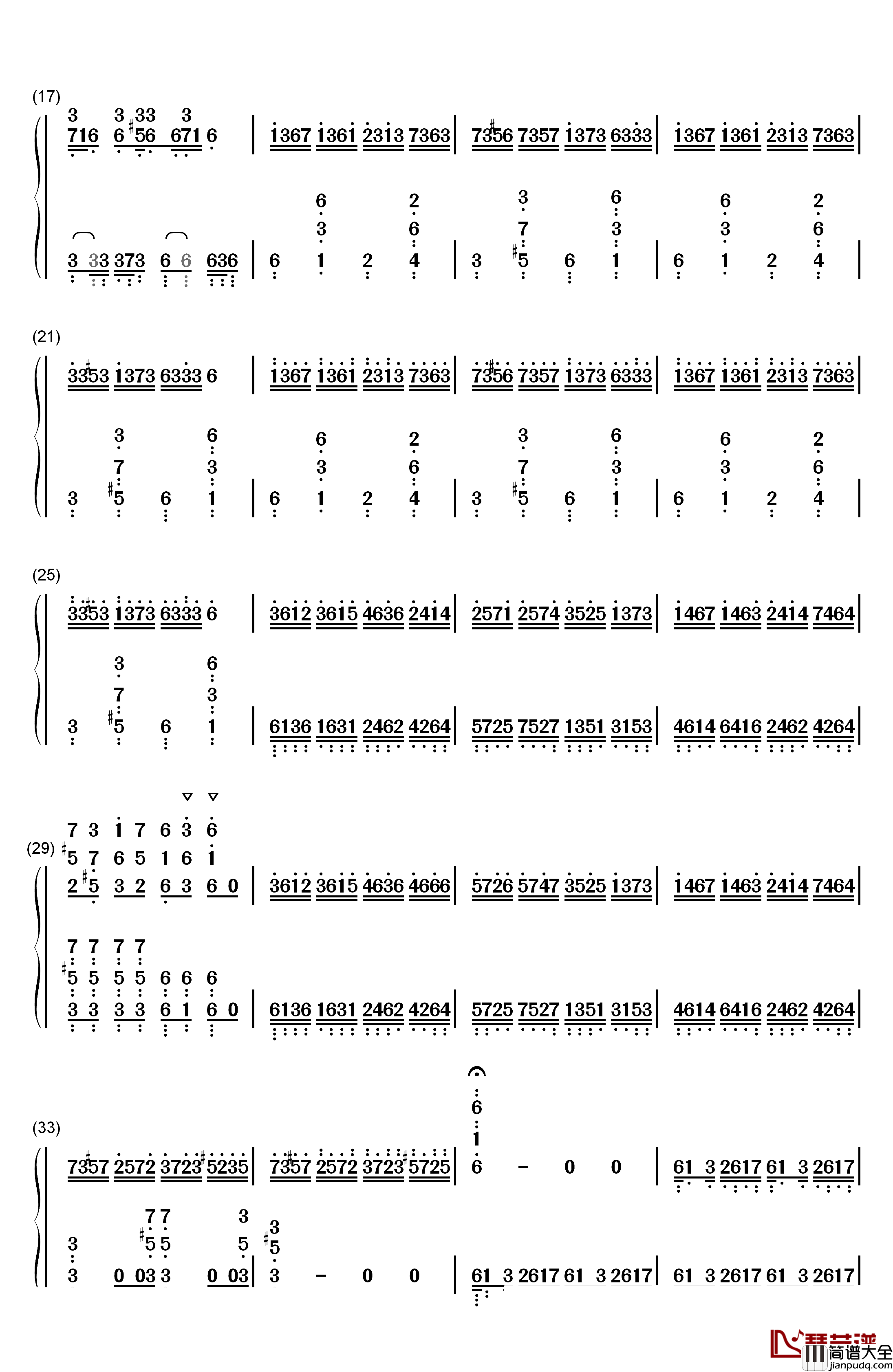克罗地亚狂想曲钢琴简谱_数字双手_马克西姆