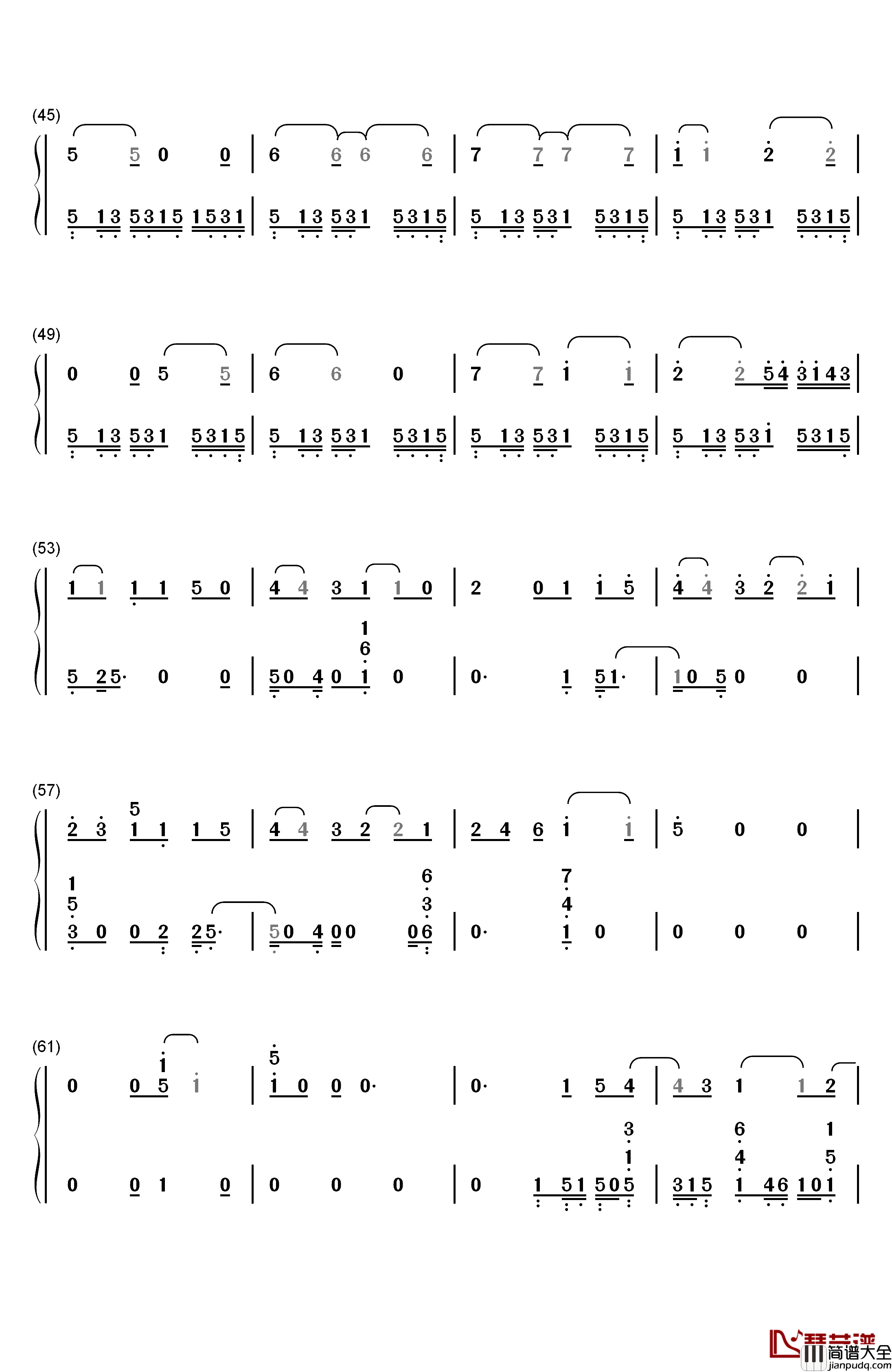 魔法使いの夜～メインテーマ钢琴简谱_数字双手_深泽秀行