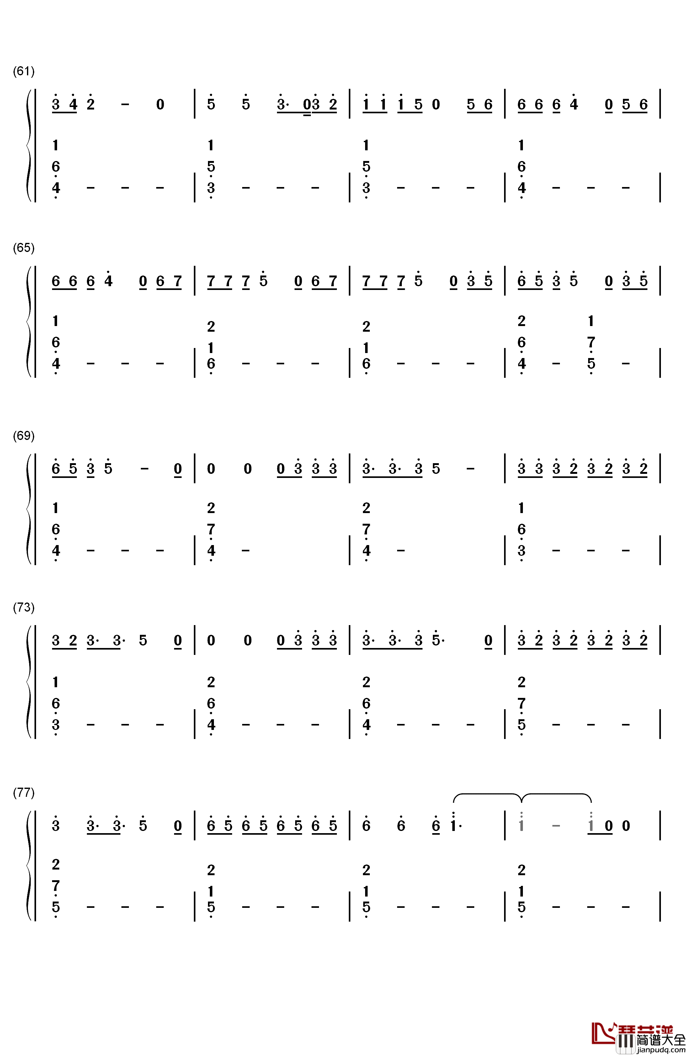 End_of_the_Day钢琴简谱_数字双手_One_Direction