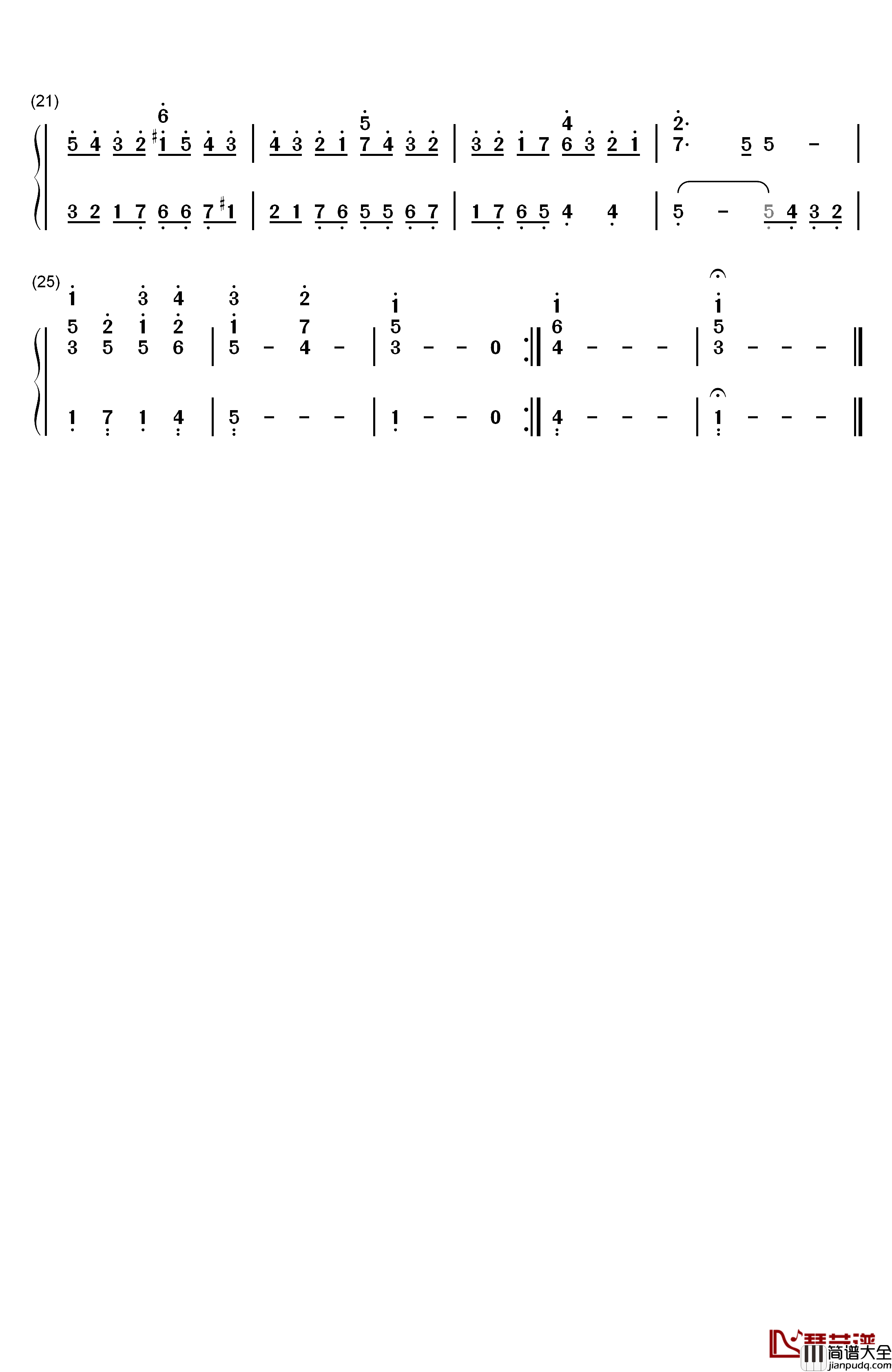 圣诞歌曲_钢琴简谱_数字双手_未知