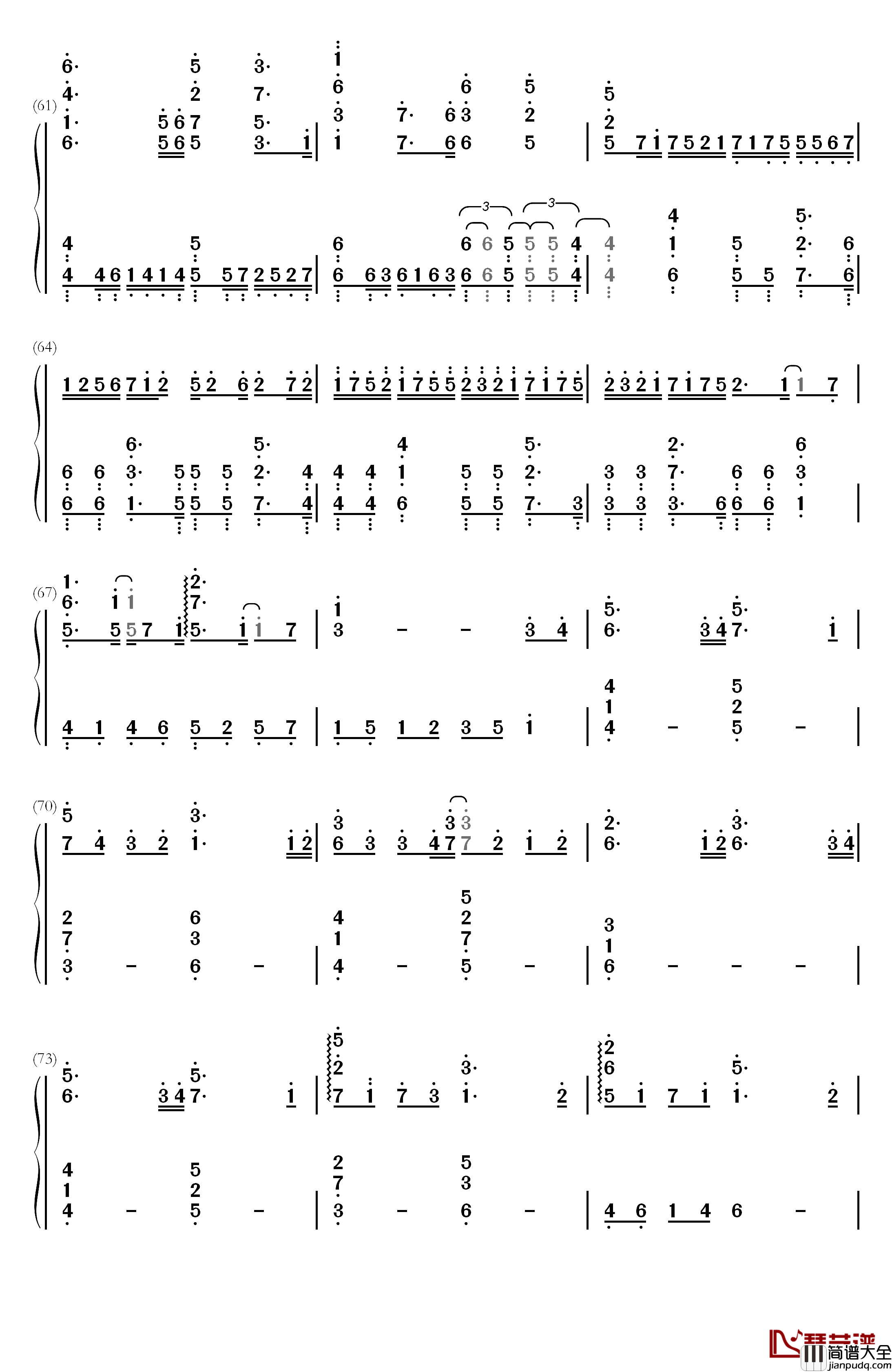 虽然歌声无形钢琴简谱_数字双手_初音ミク