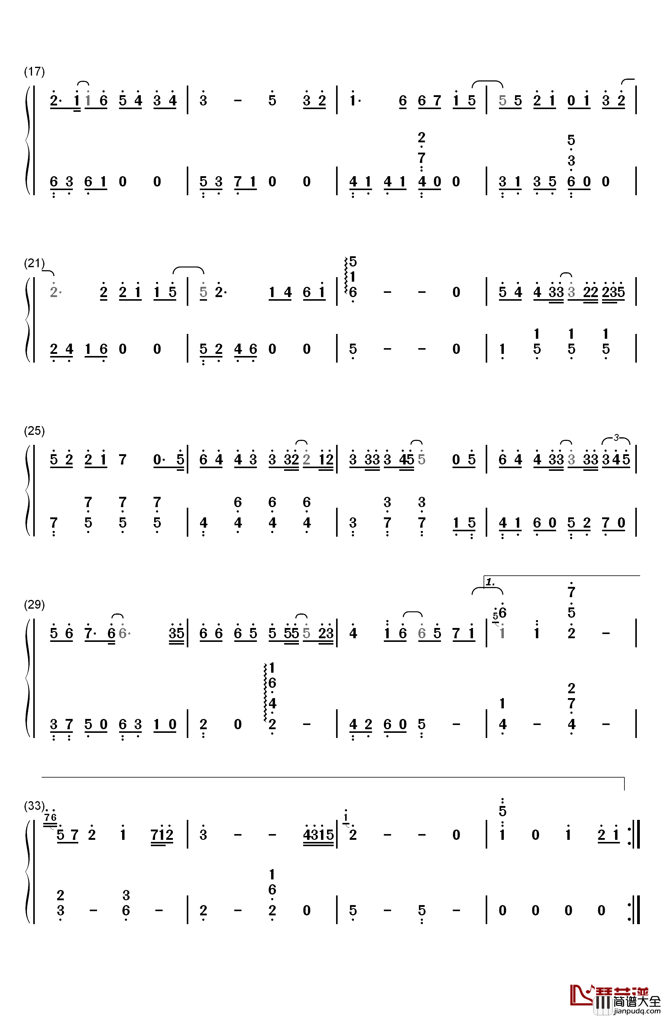 云烟成雨钢琴简谱_数字双手_房东的猫