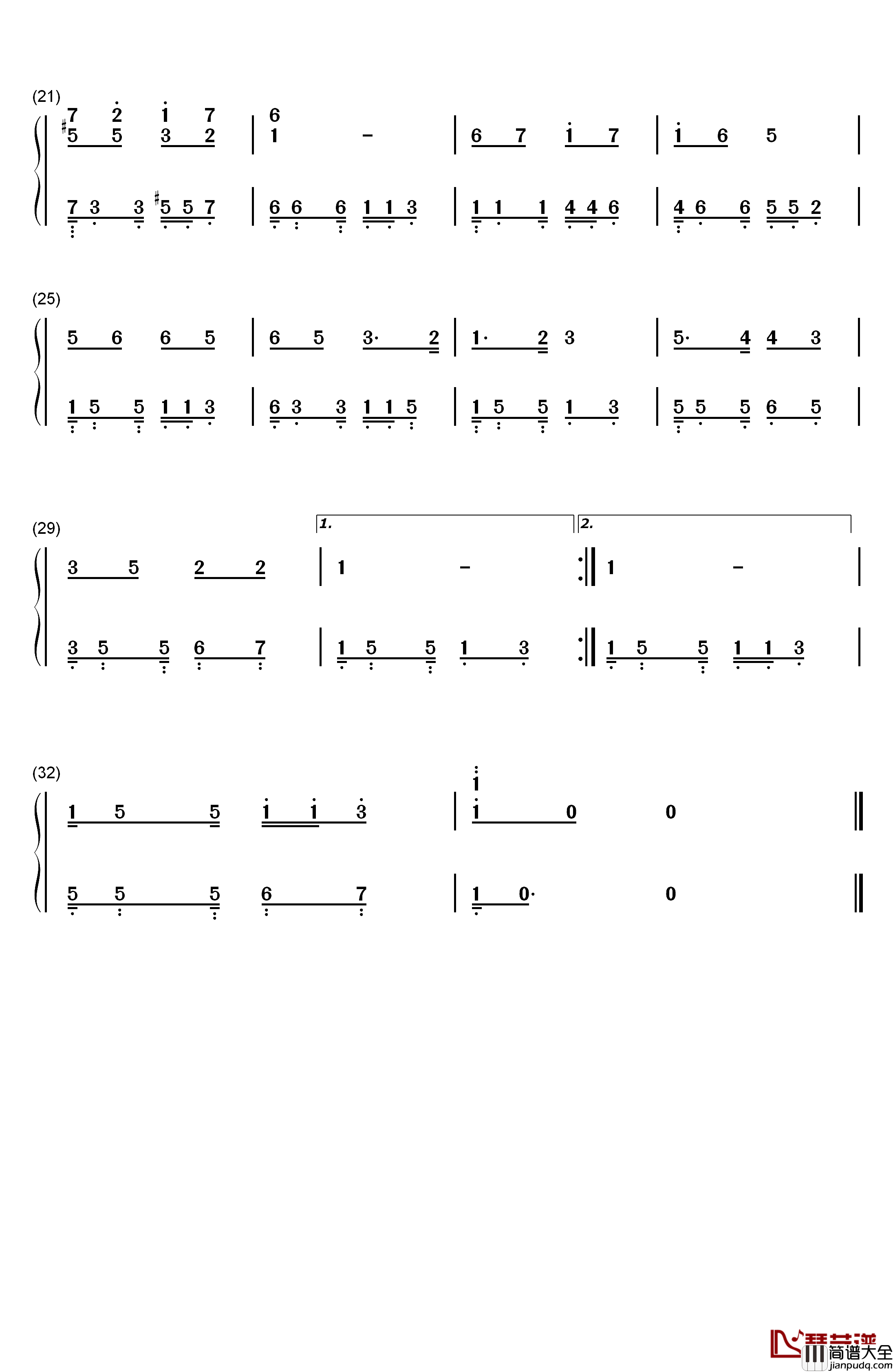 可爱的一朵玫瑰花钢琴简谱_数字双手_王洛宾