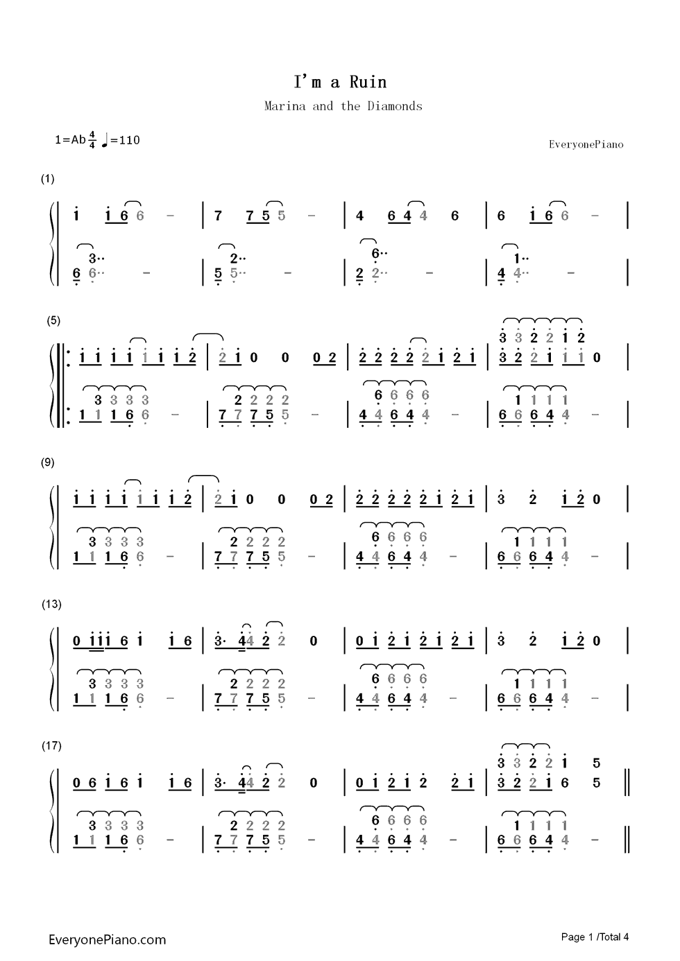 I'm_a_Ruin钢琴简谱_数字双手_Marina_and_the_Diamonds