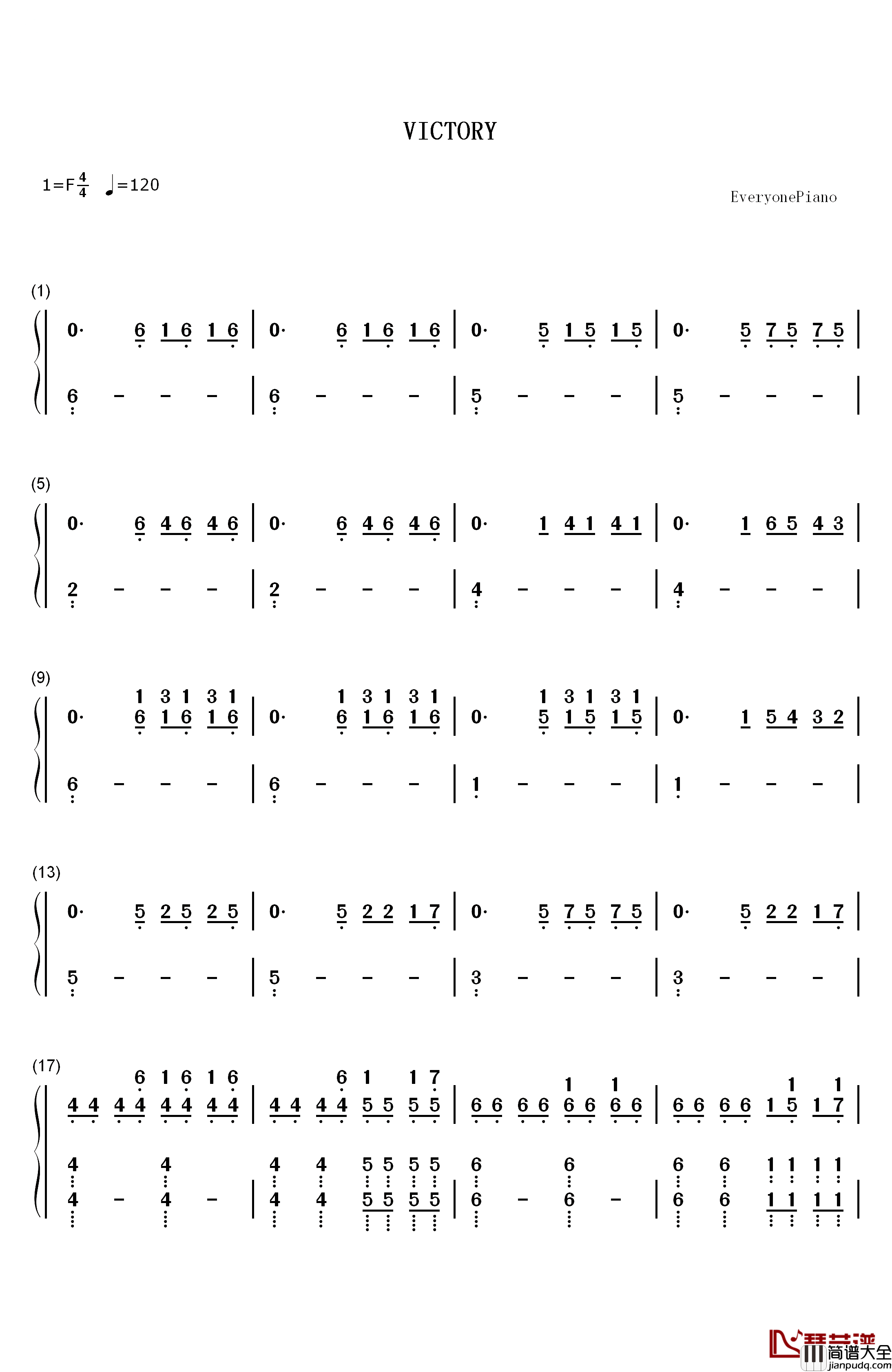 Victory钢琴简谱_数字双手_Two_Steps_From_Hell
