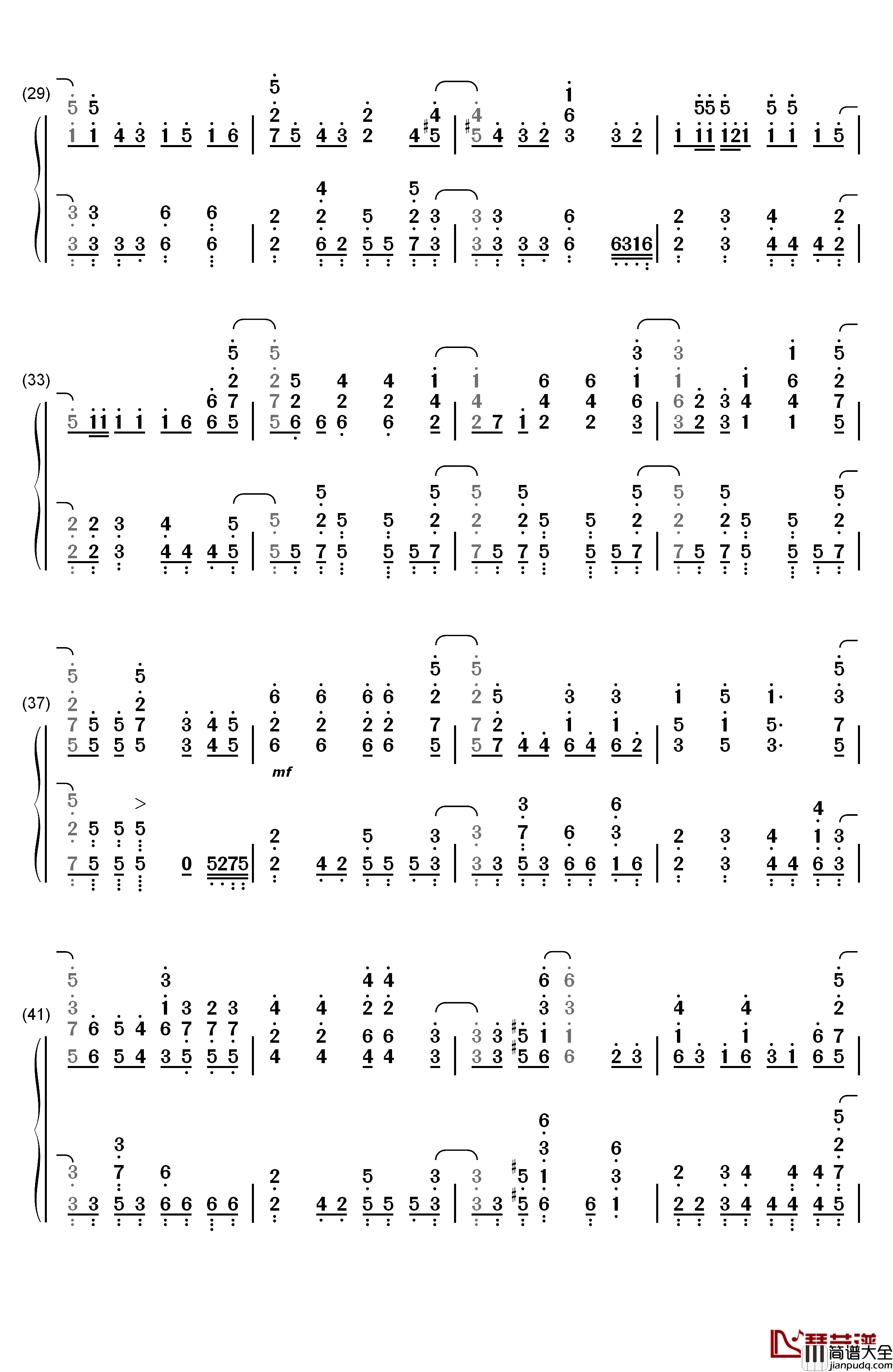 Daydream_Cafe钢琴简谱_数字双手_Petit_Rabbit's