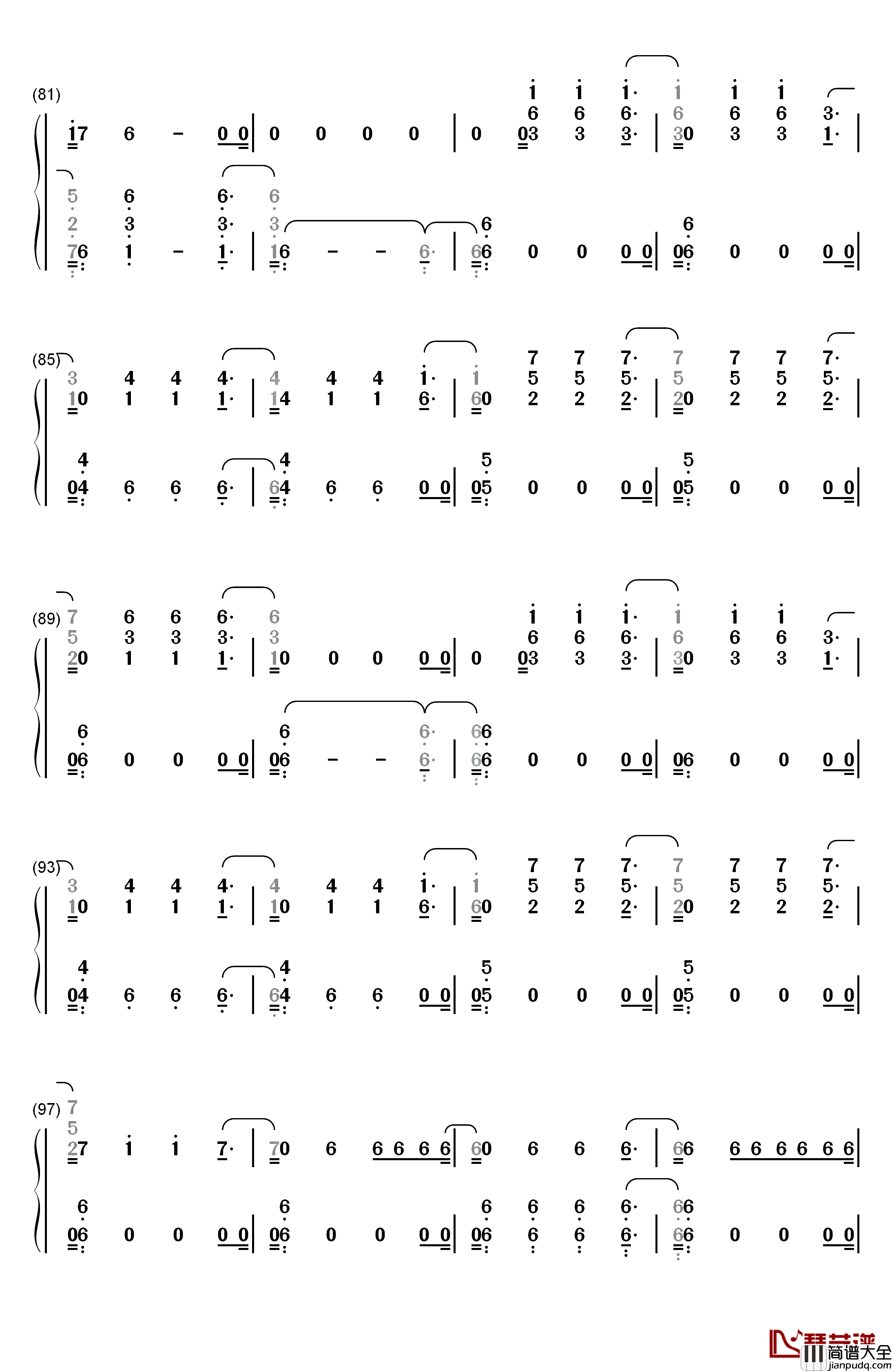 Sin_Pijama钢琴简谱_数字双手_Becky_G_Natti_Natasha