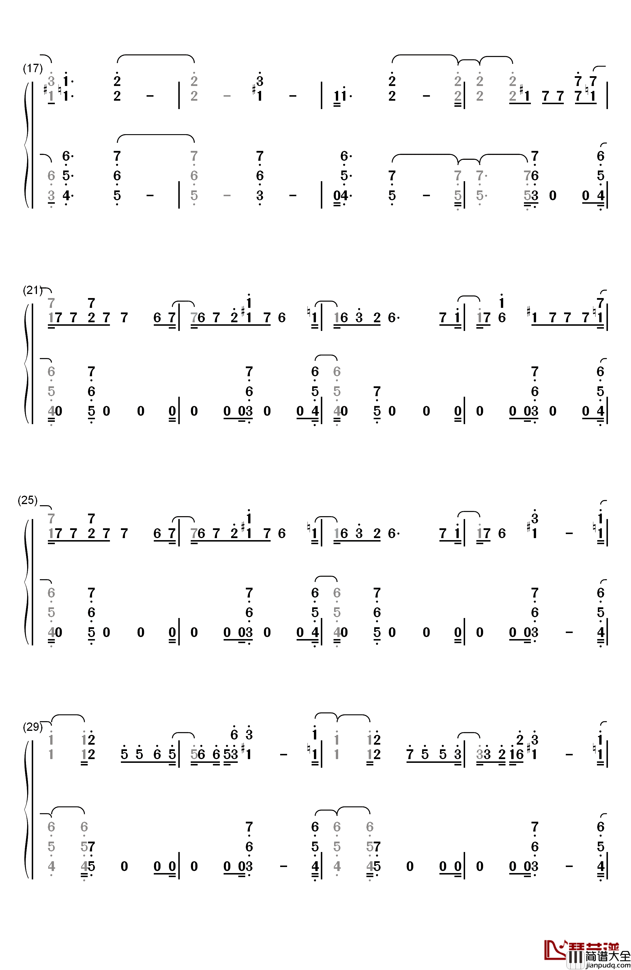 No_Tears_Left_To_Cry钢琴简谱_数字双手_Ariana_Grande