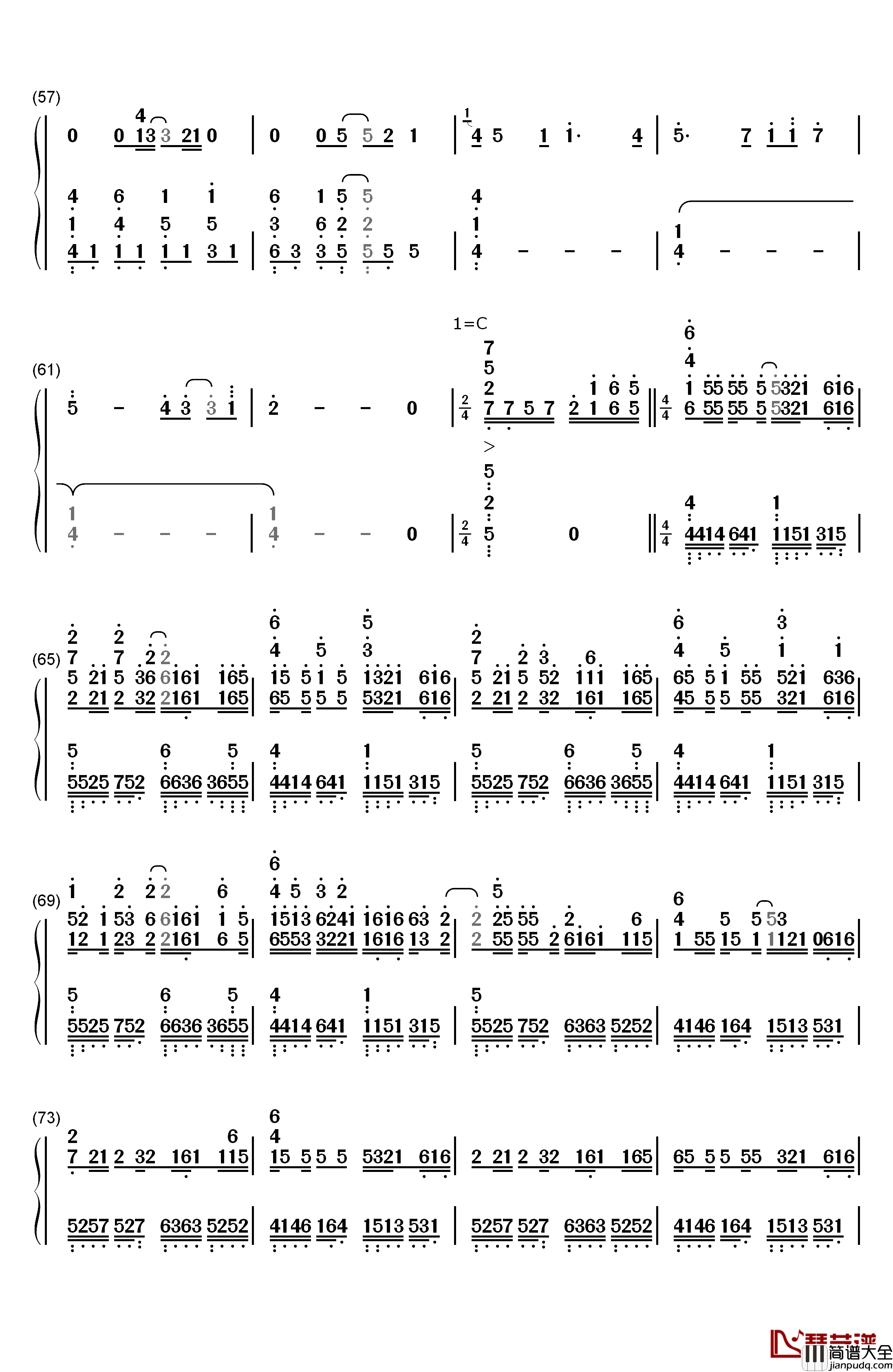 蝶々结び钢琴简谱_数字双手_Aimer