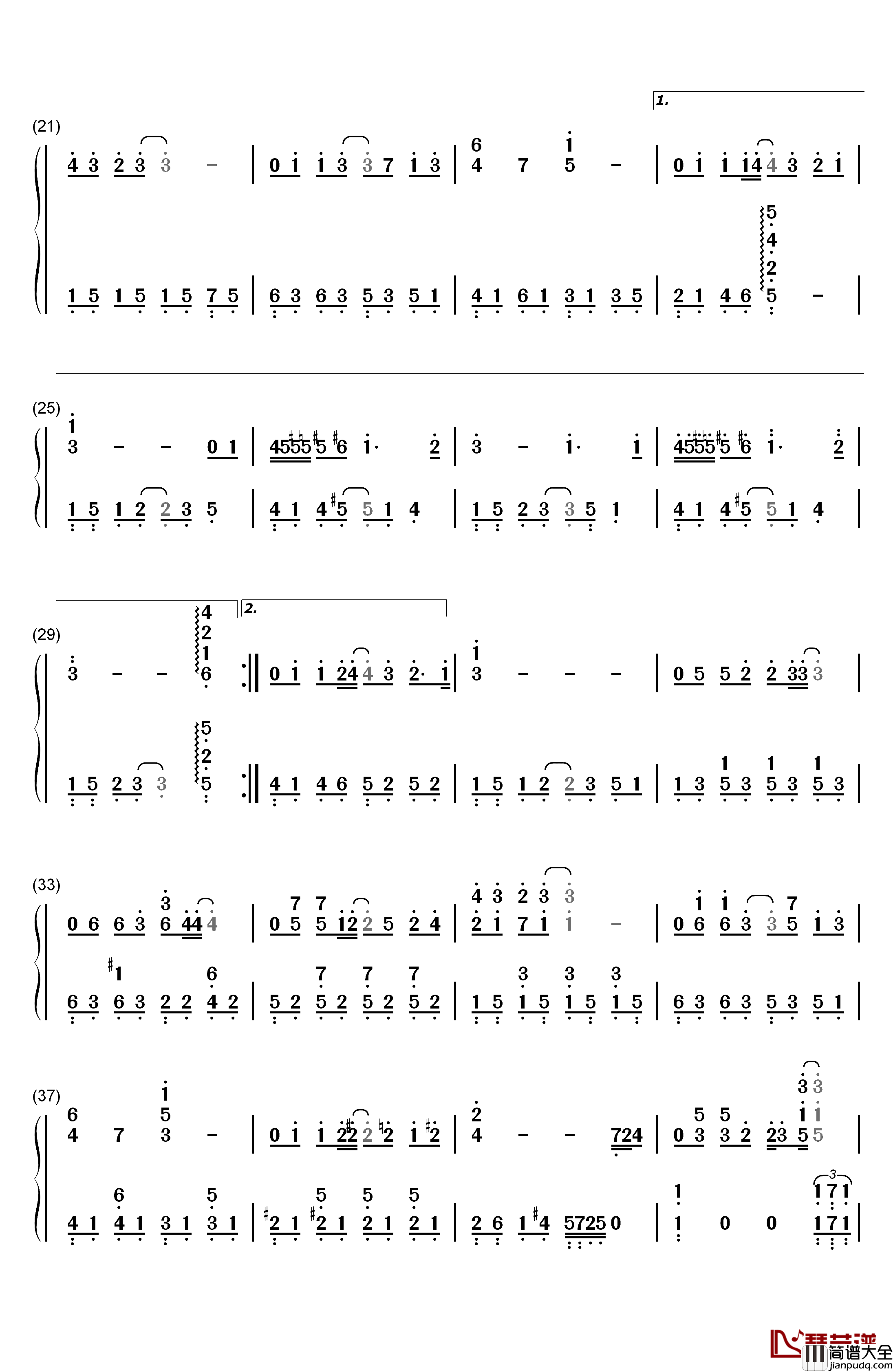 为爱说抱歉钢琴简谱_数字双手_孙楠