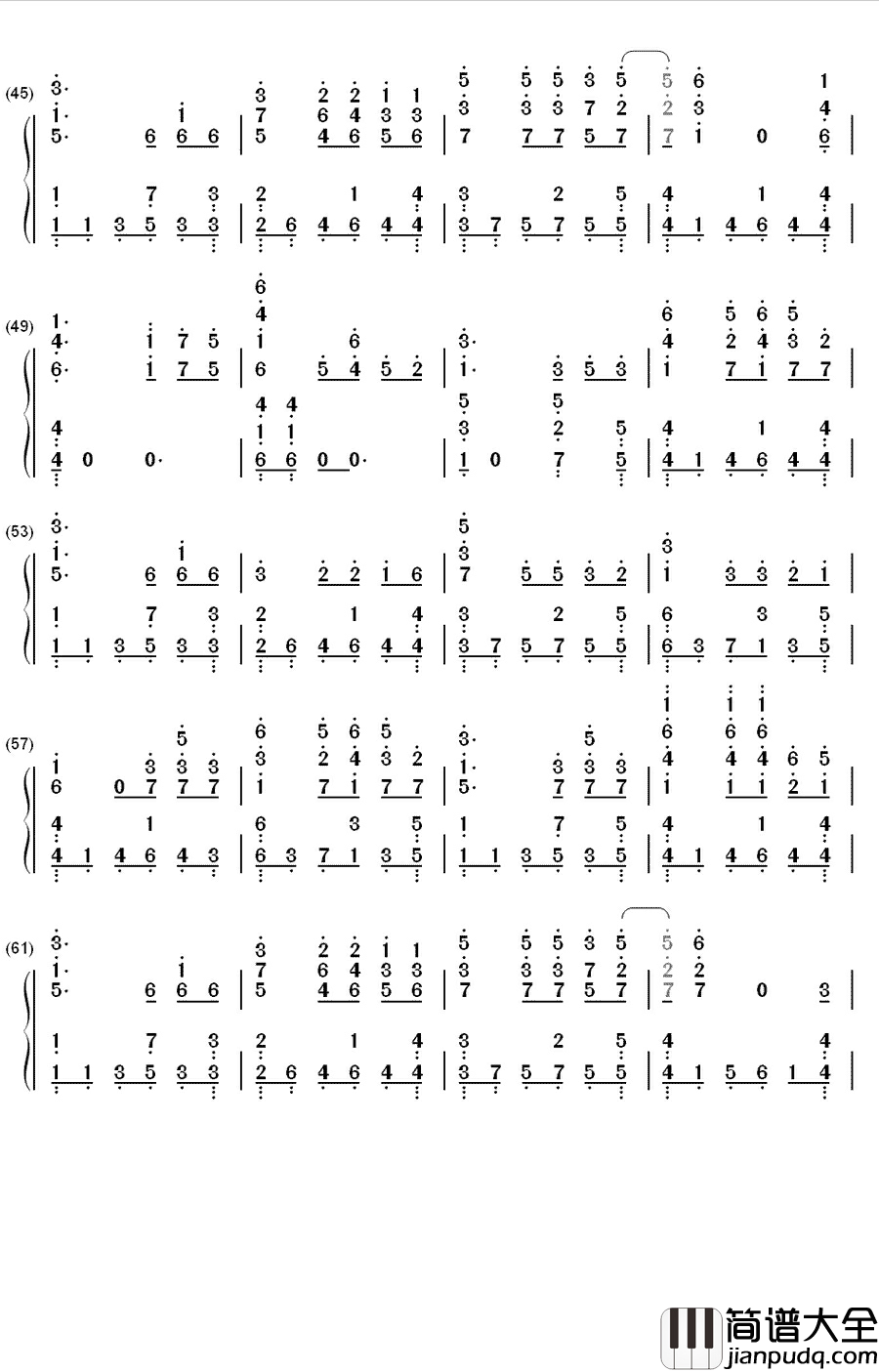 雨蝶钢琴简谱_数字双手_李翊君