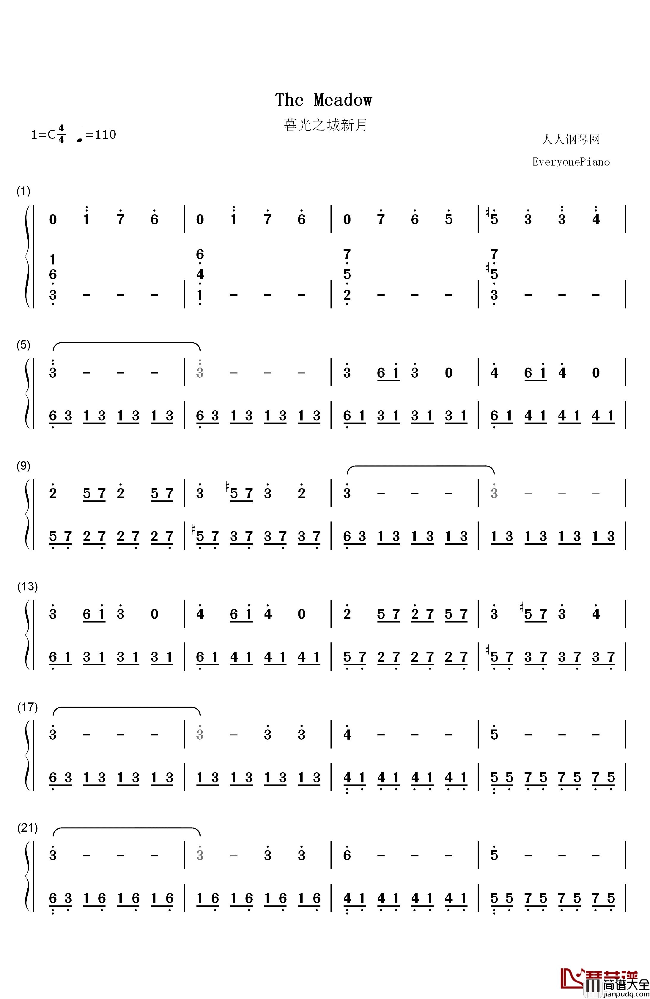 The_Meadow钢琴简谱_数字双手_Alexandre_Desplat