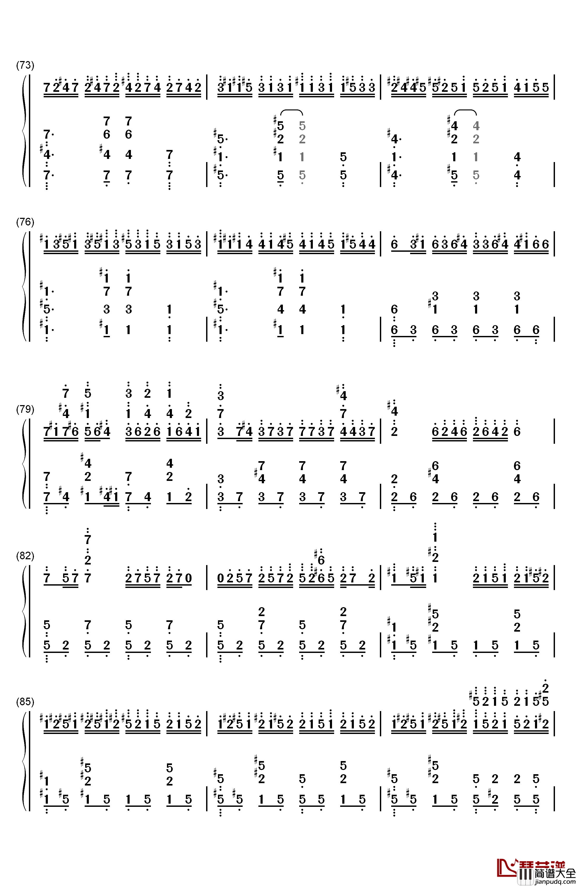 劲乐团V3钢琴简谱_数字双手_BeautifulDay