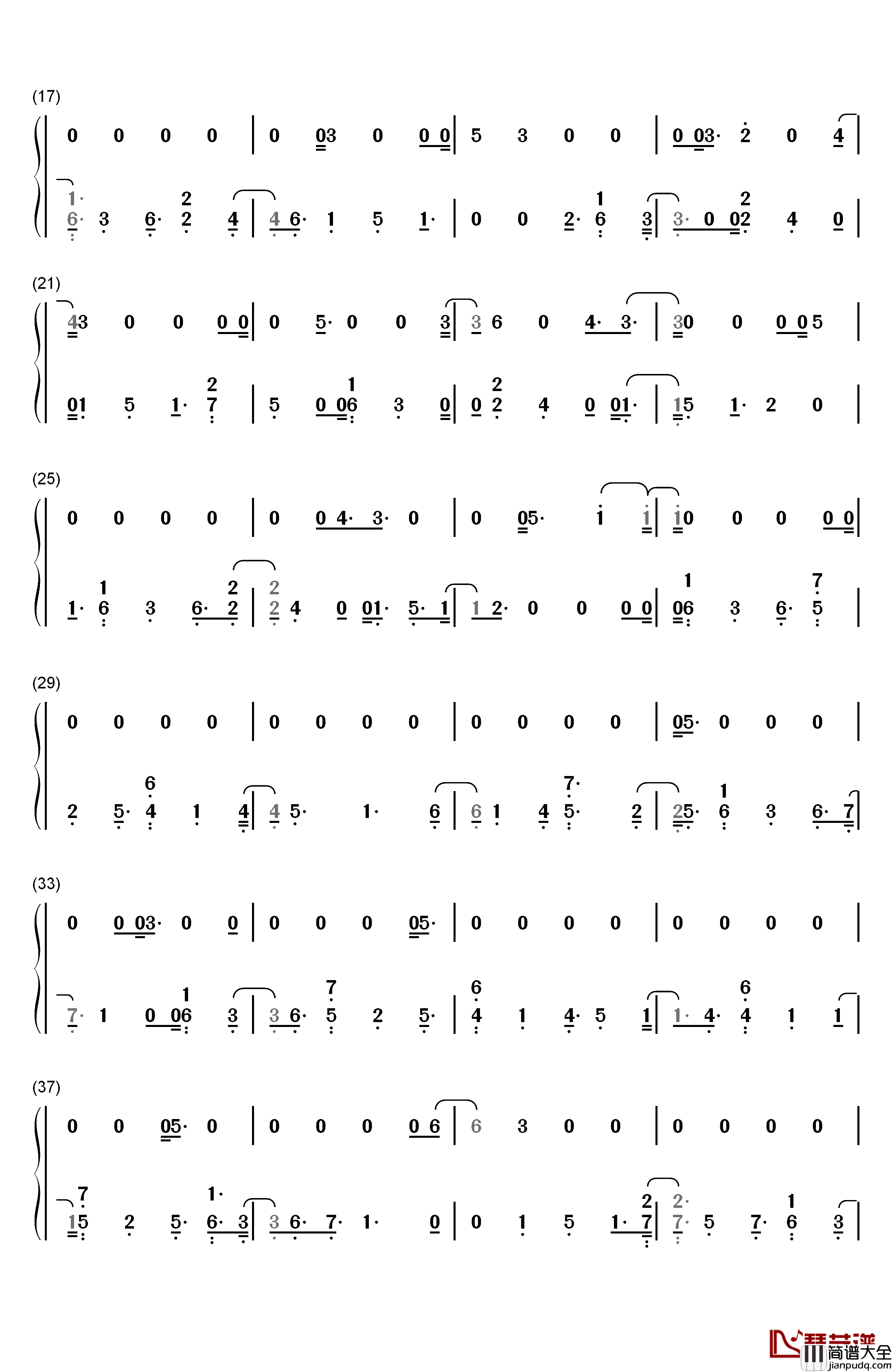 Dear_Lover钢琴简谱_数字双手_Little_Mix