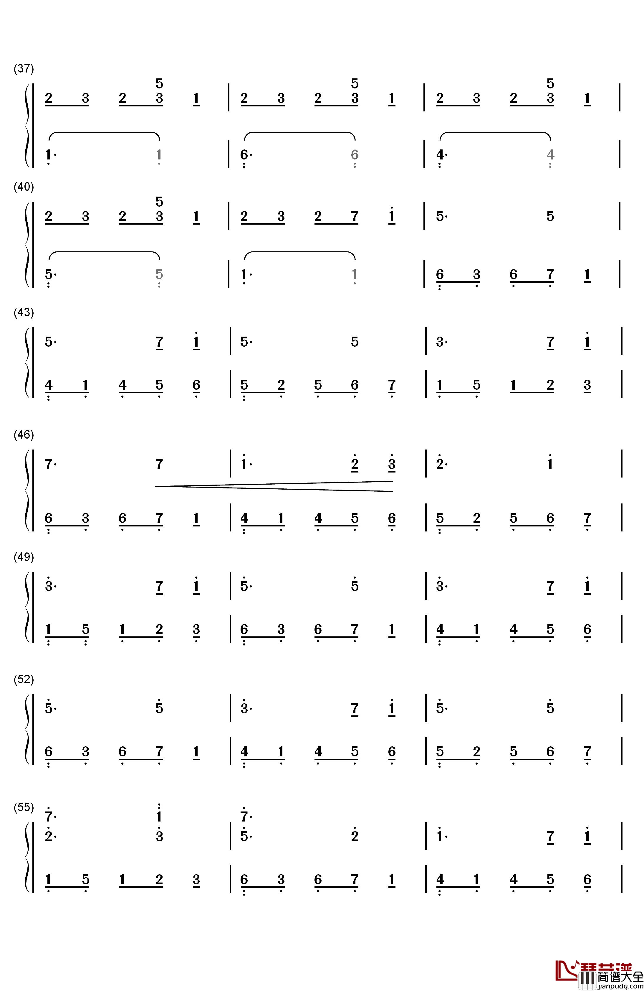 同じ高みへ钢琴简谱_数字双手_麻枝准
