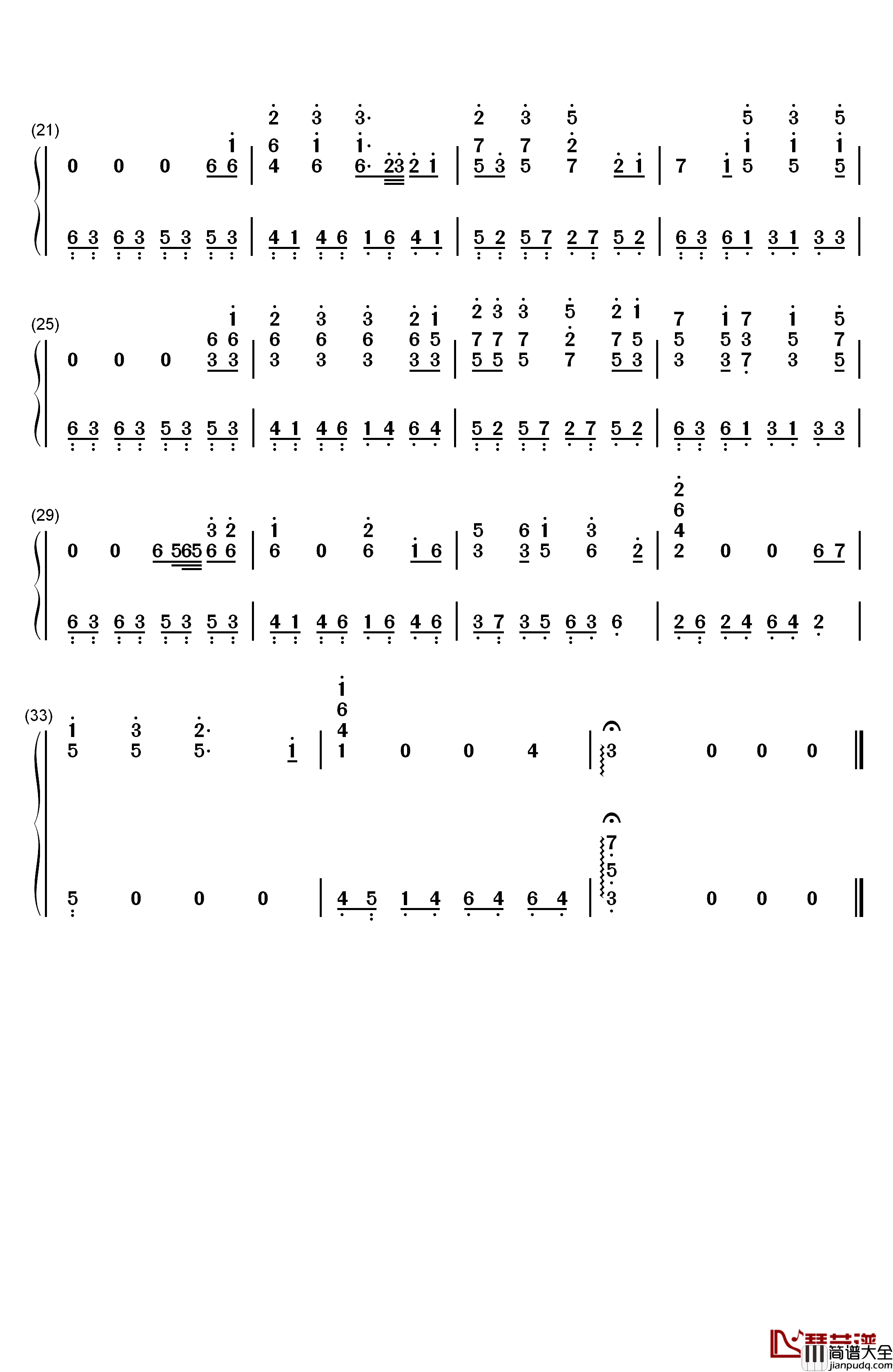夕山谣钢琴简谱_数字双手_叫ぶ獣