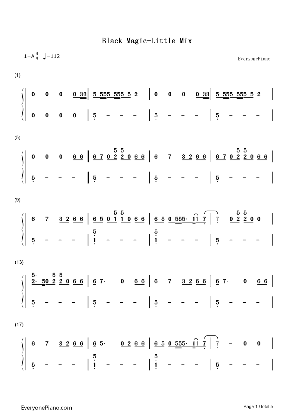 Black_Magic钢琴简谱_数字双手_Little_Mix