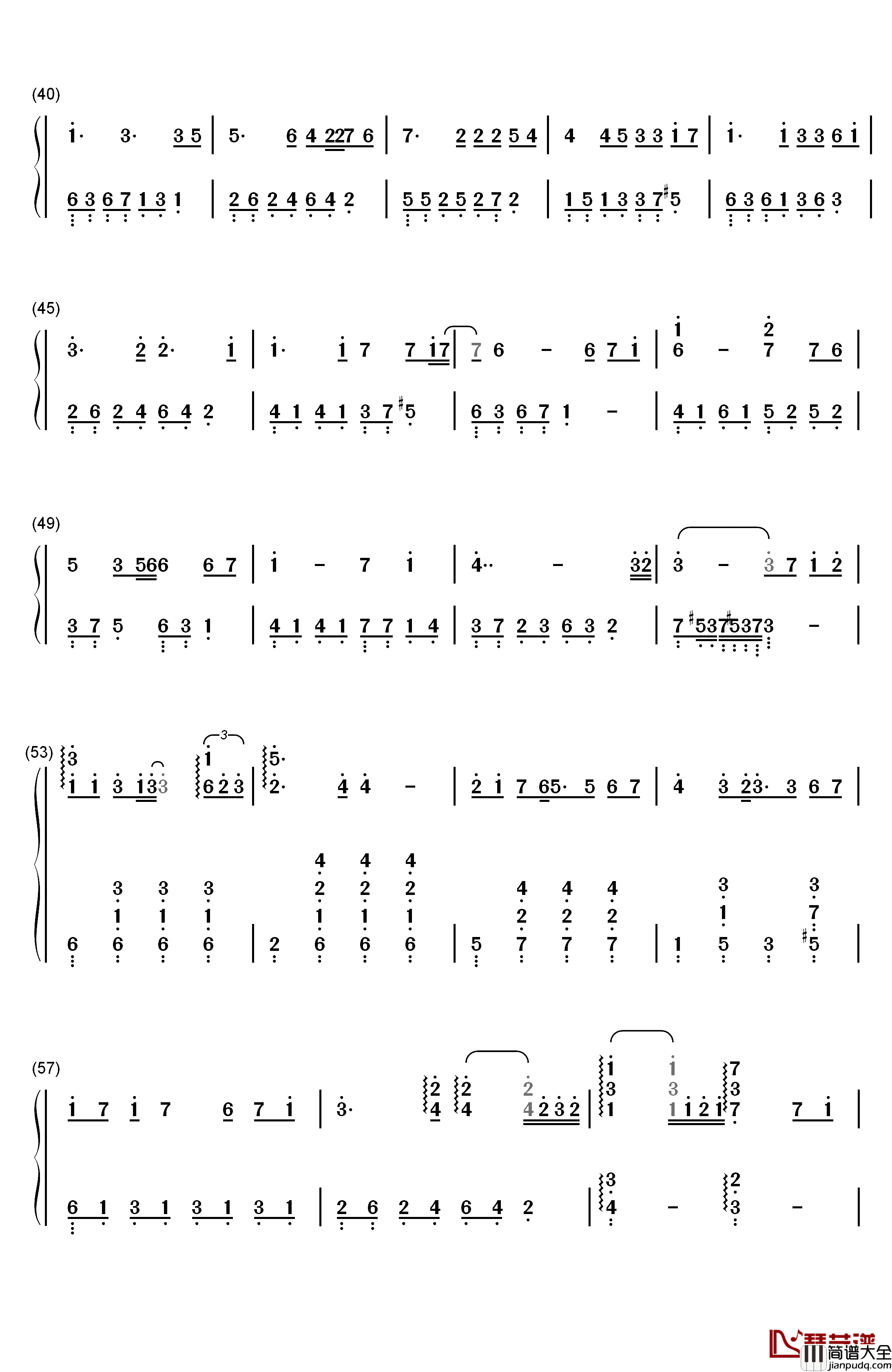 月半小夜曲钢琴简谱_数字双手_李克勤