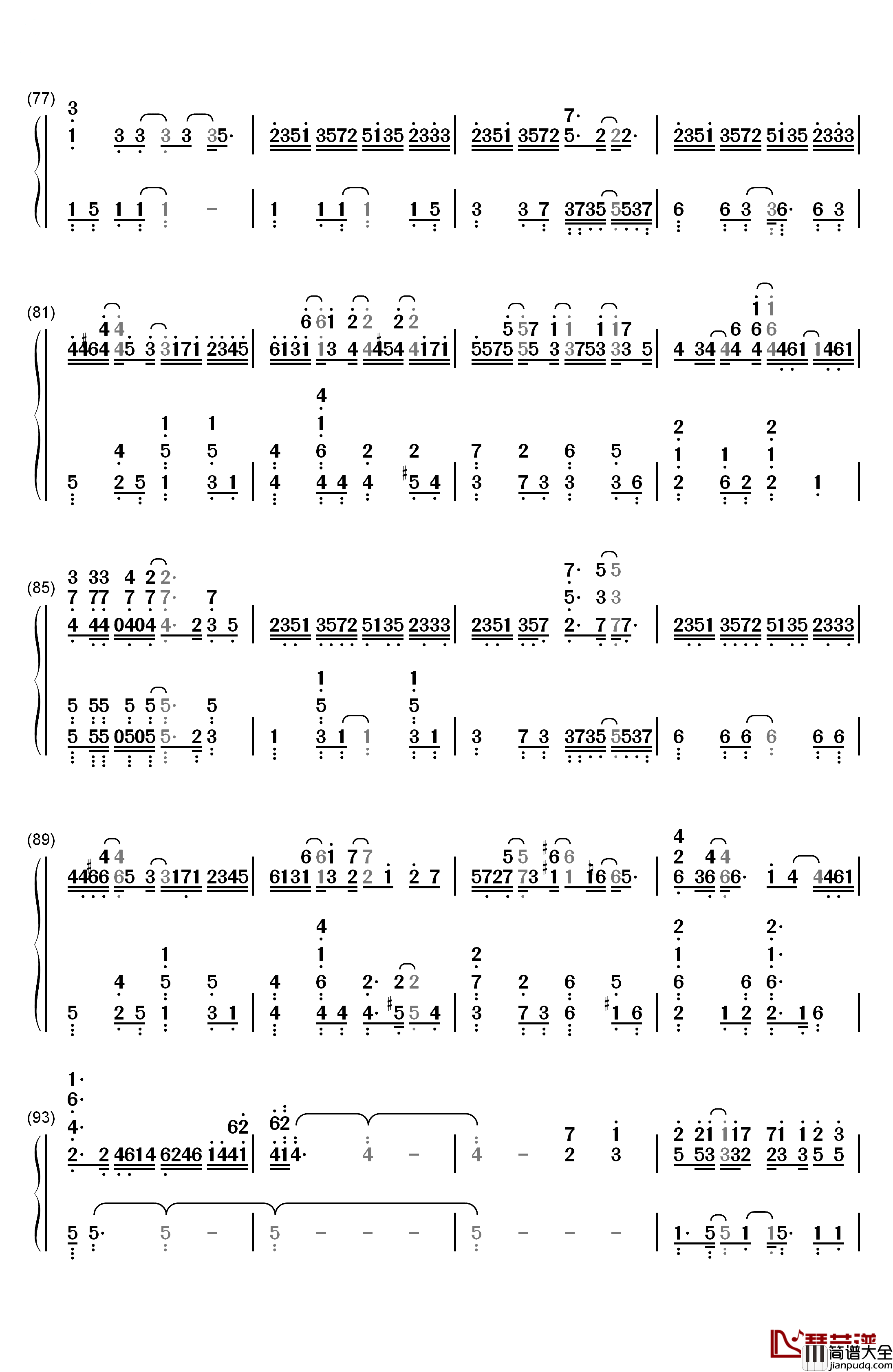 风的痕迹钢琴简谱_数字双手_VK克