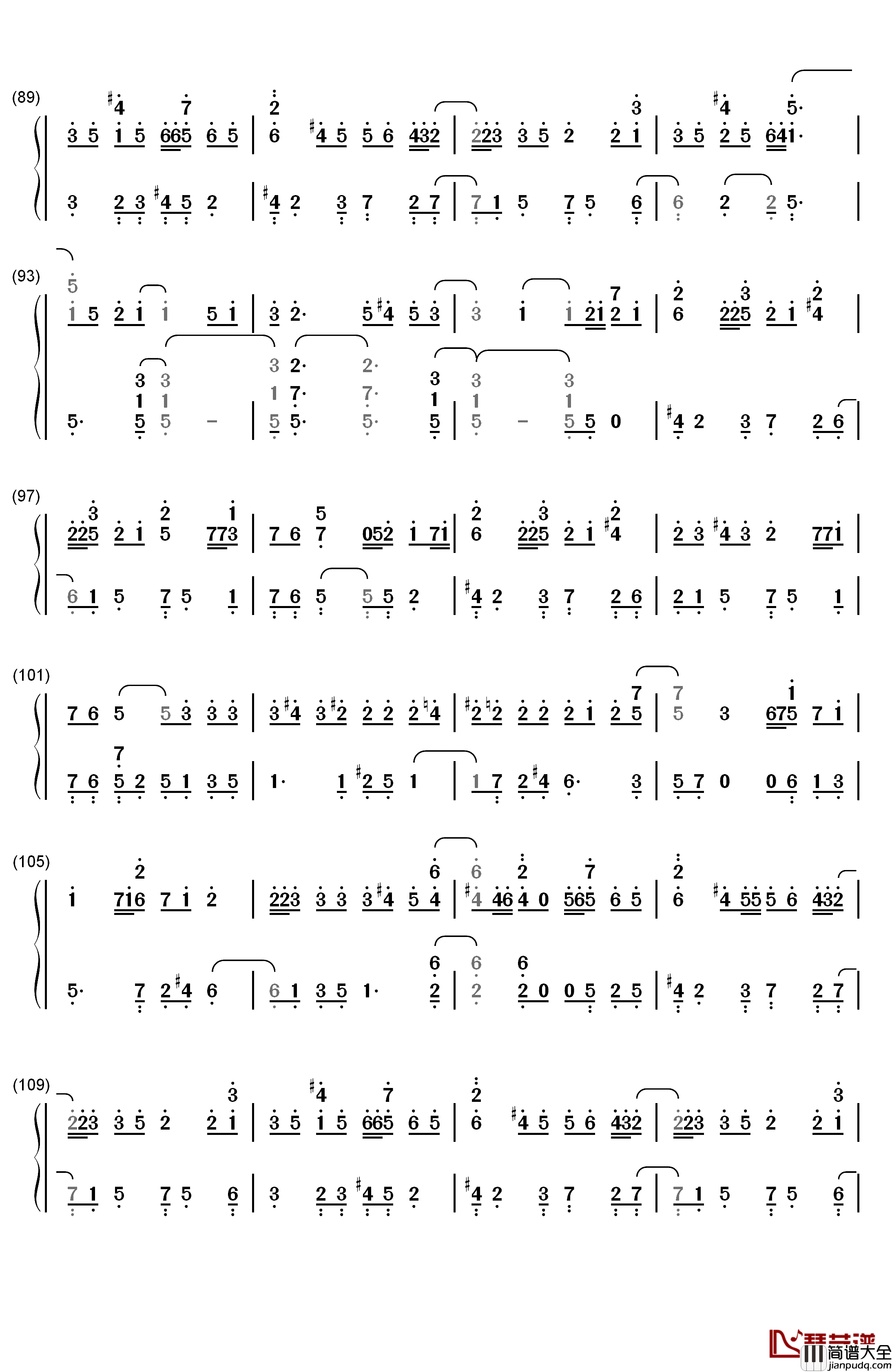 想为你而弹钢琴简谱_数字双手_乃木坂46