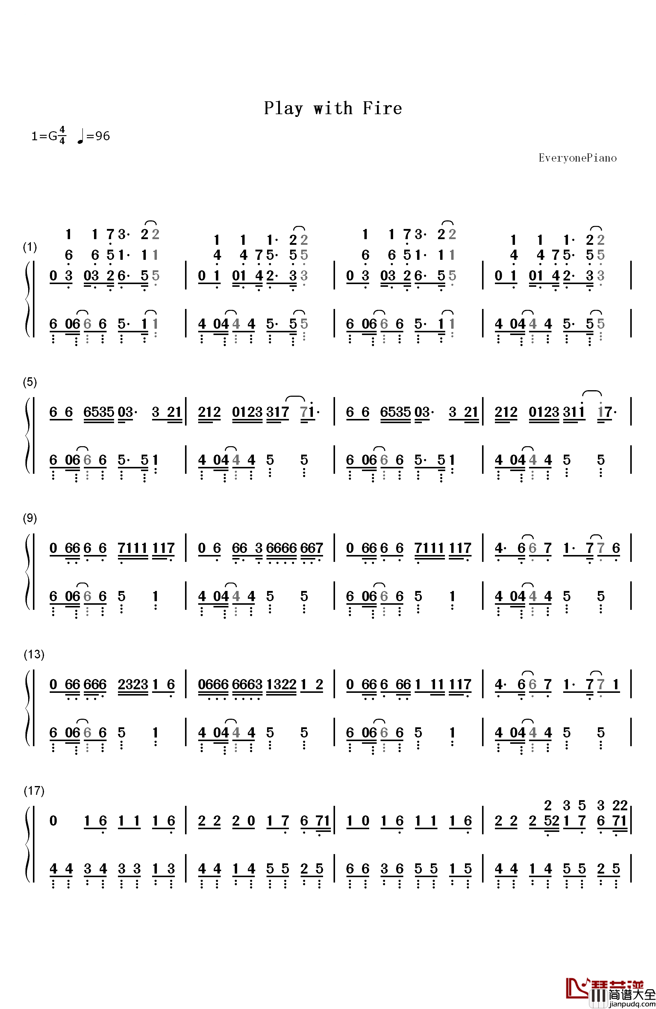 Play_with_Fire钢琴简谱_数字双手_Black_Pink