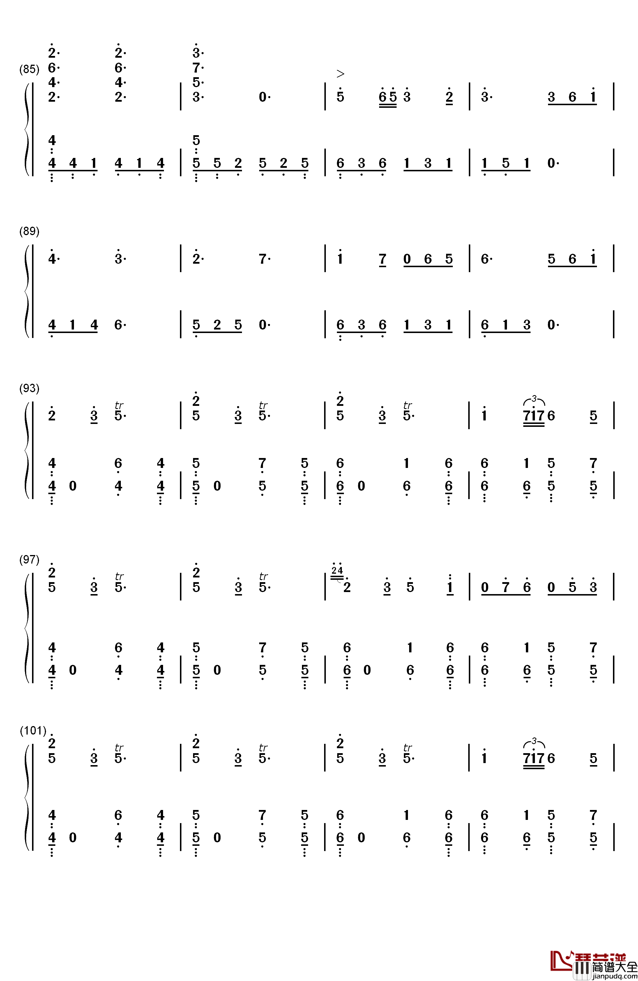千本樱变奏钢琴简谱_数字双手_初音ミク
