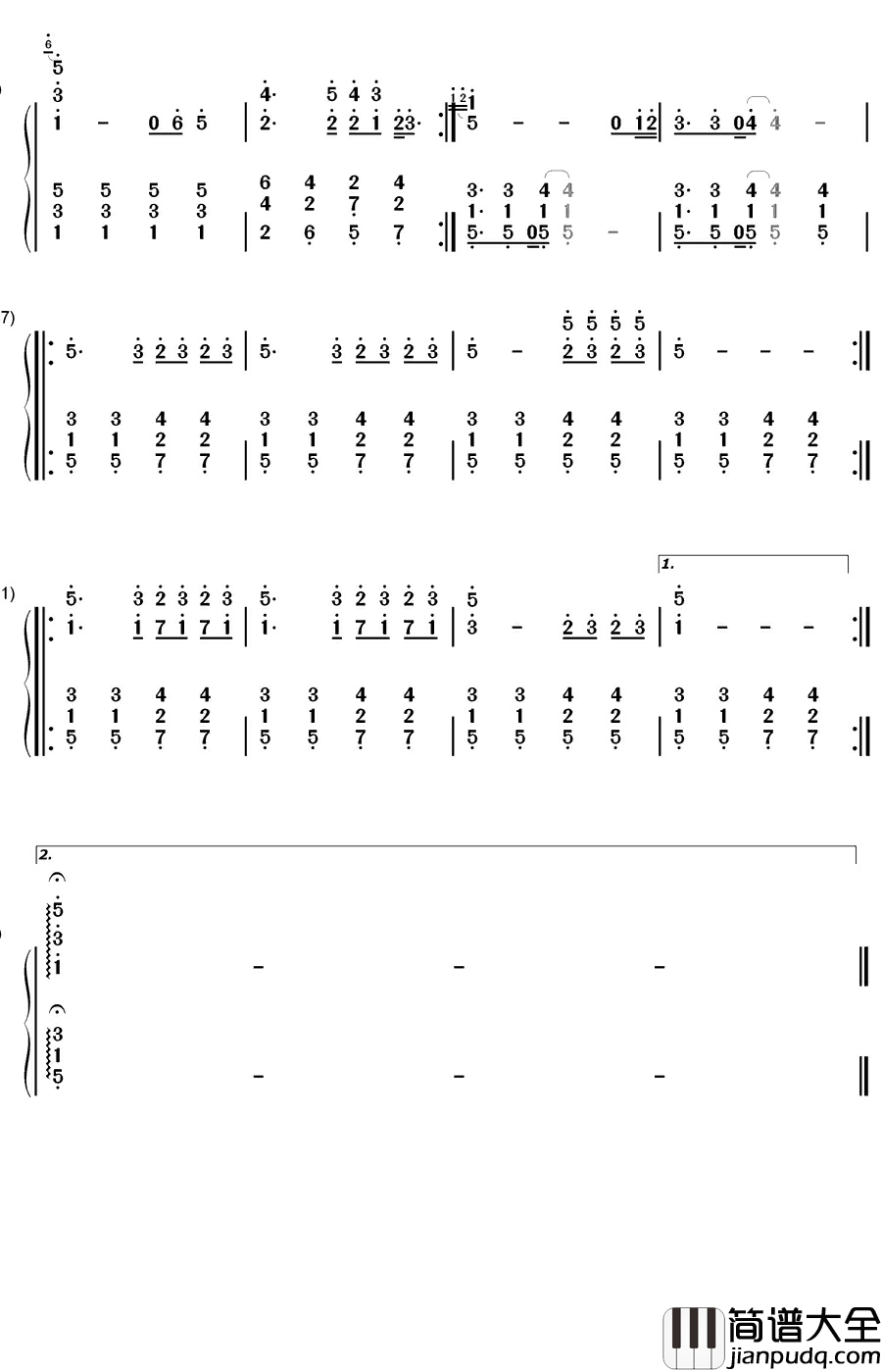 因你而在钢琴简谱_数字双手_林俊杰