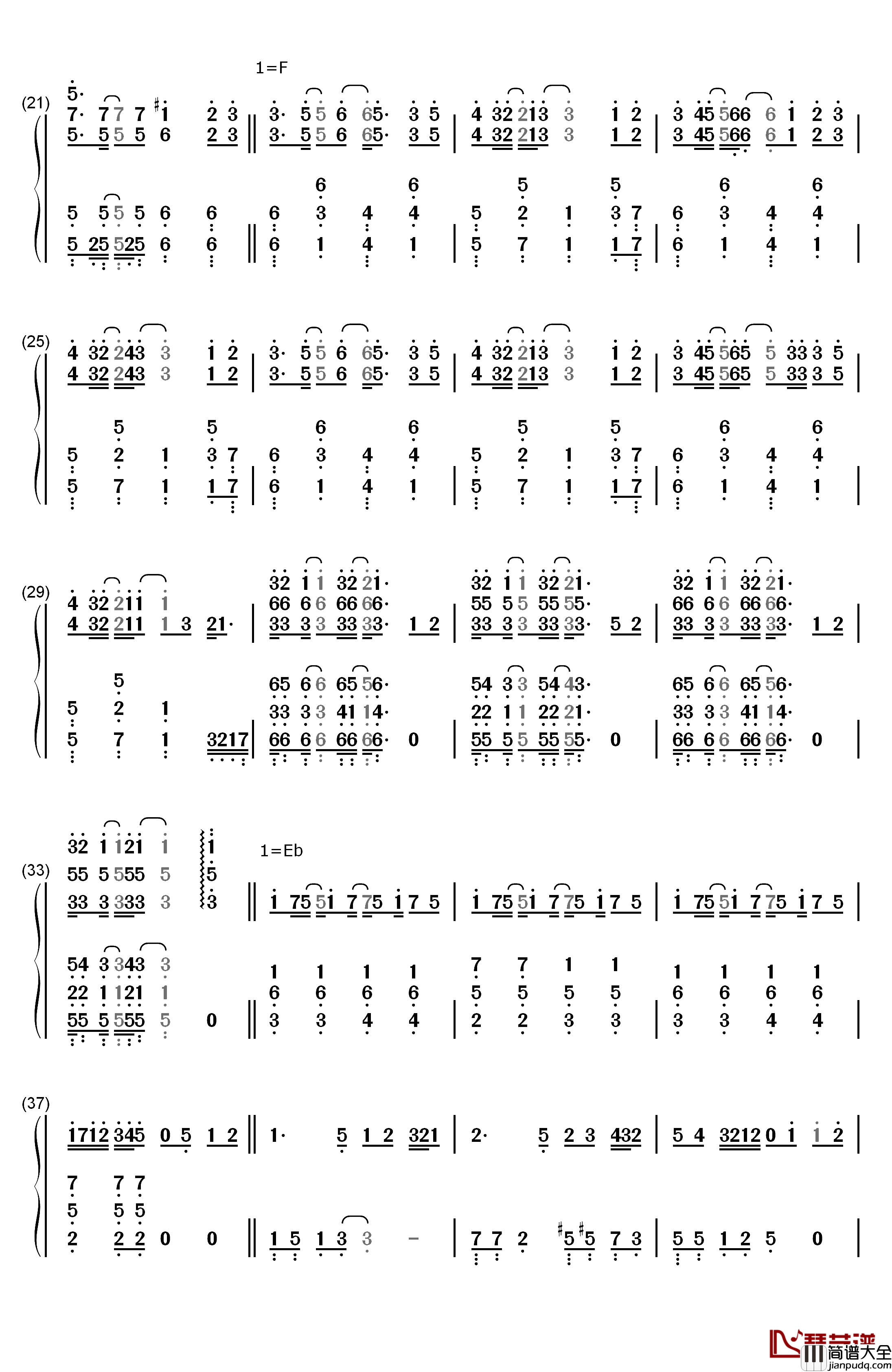 Connecting钢琴简谱_数字双手_初音ミク_鏡音レン