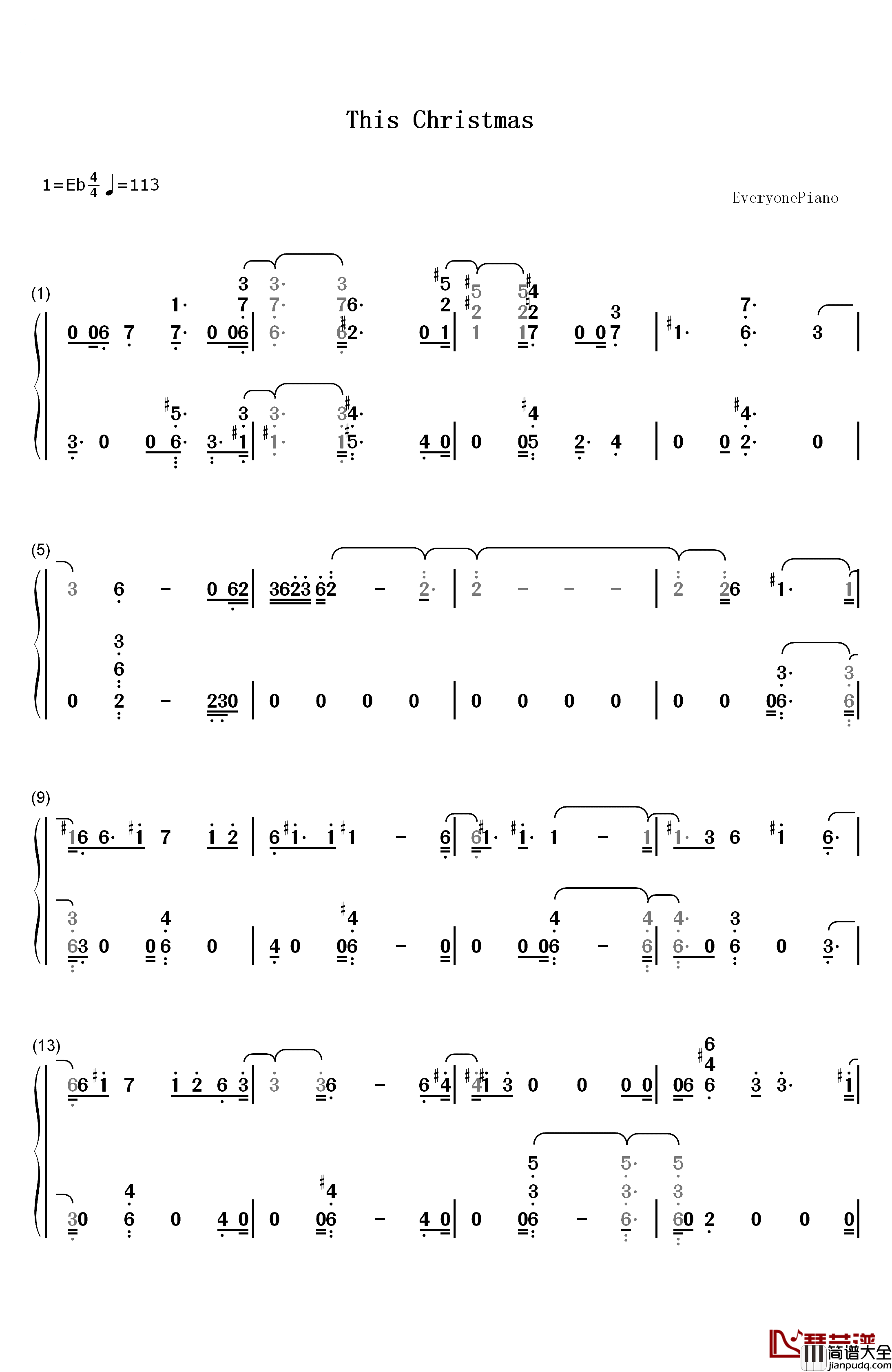 This_Christmas钢琴简谱_数字双手_金泰妍