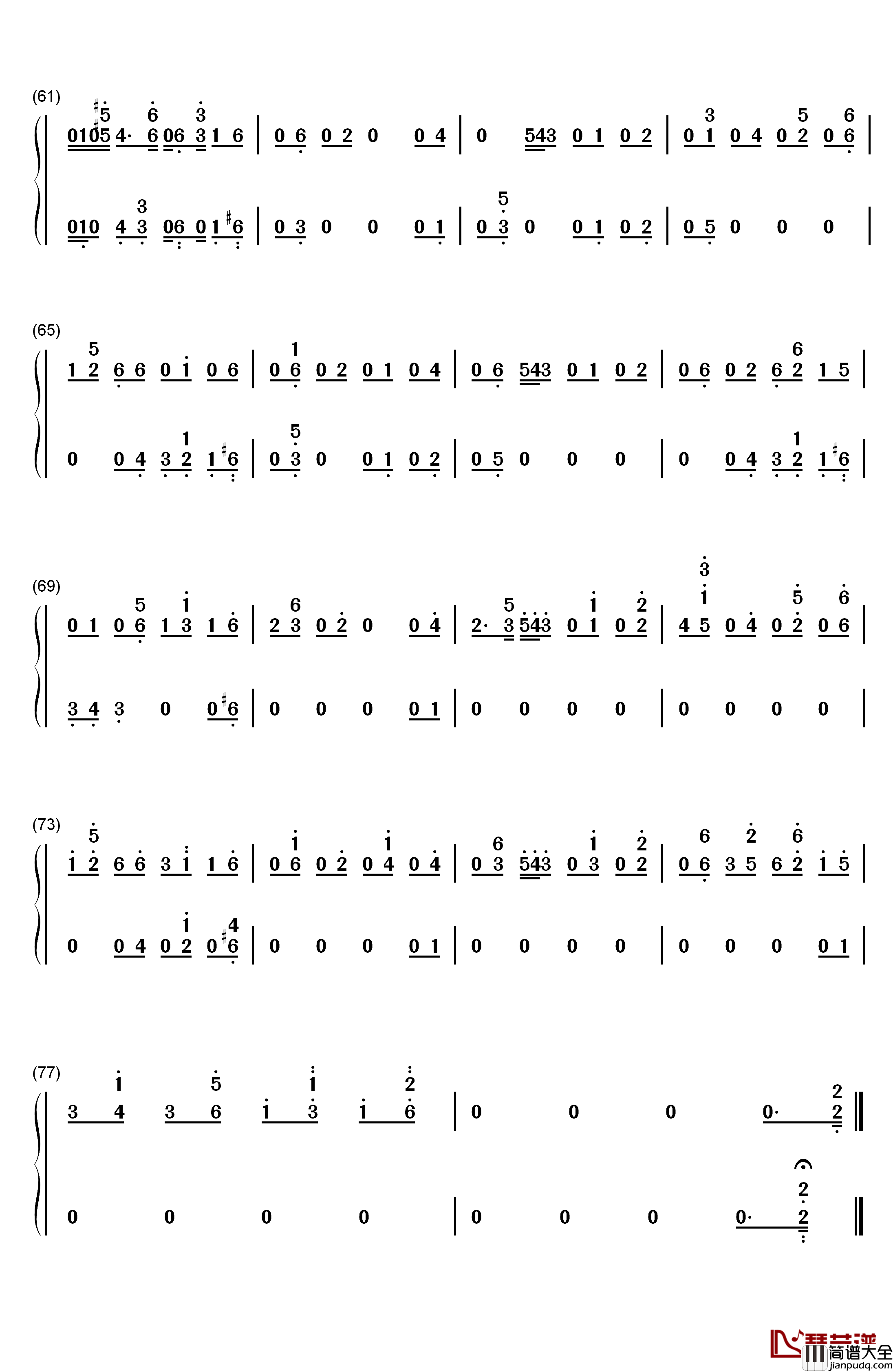 Fable钢琴简谱_数字双手_Rayark