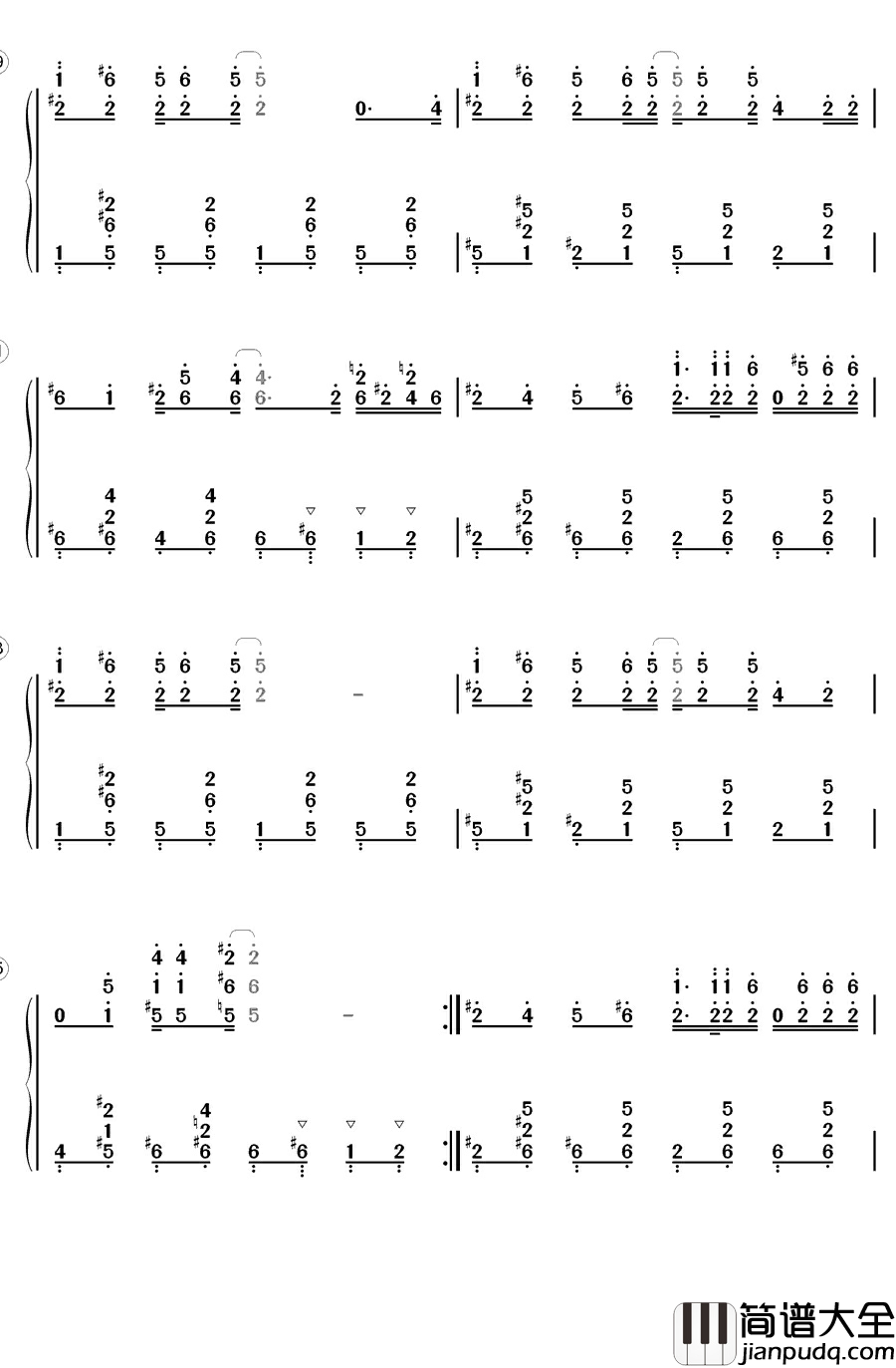 一年级钢琴简谱_数字双手_陈学冬_宋佳_First_Gril