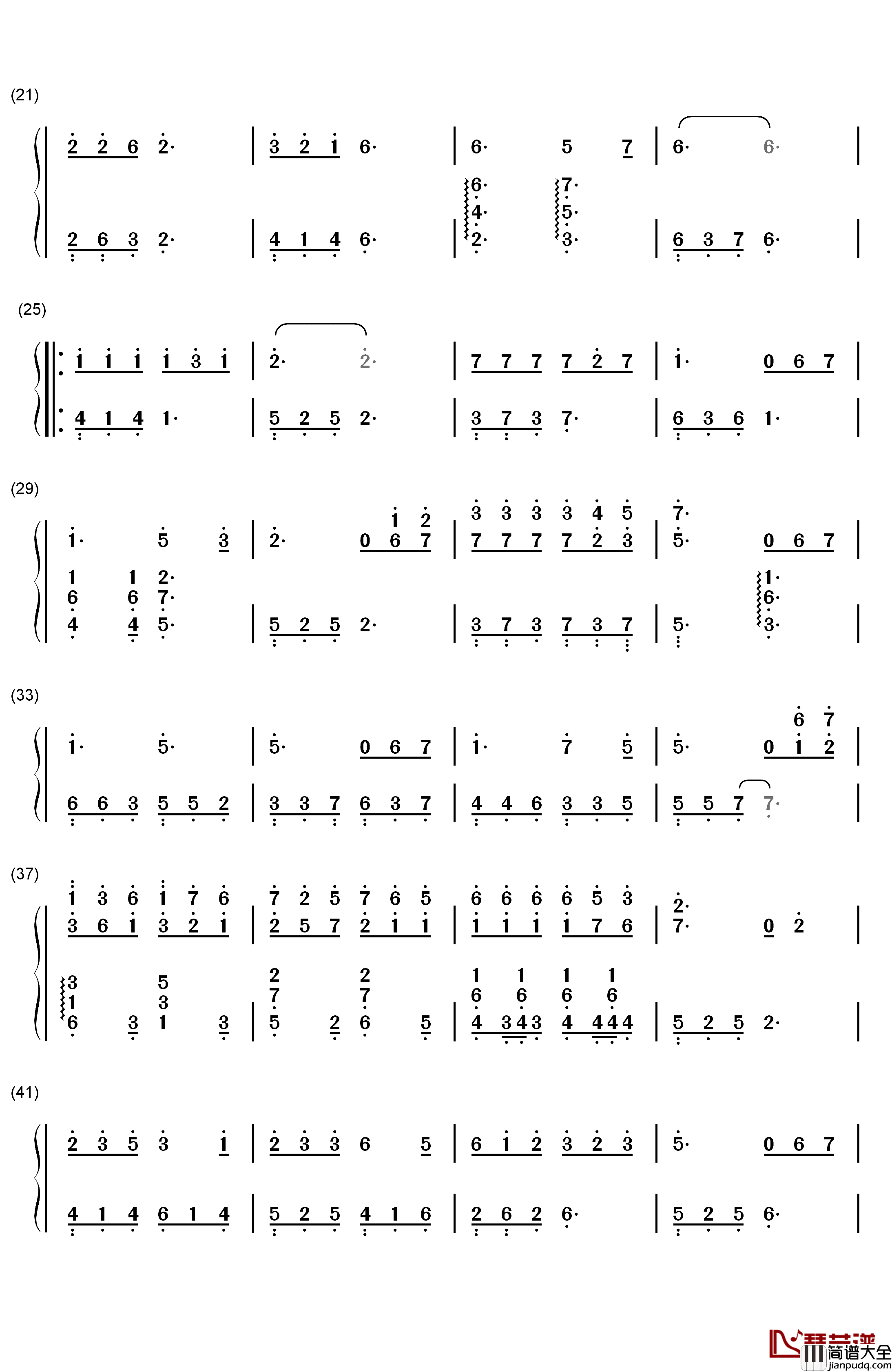 不可说钢琴简谱_数字双手_霍建华__赵丽颖